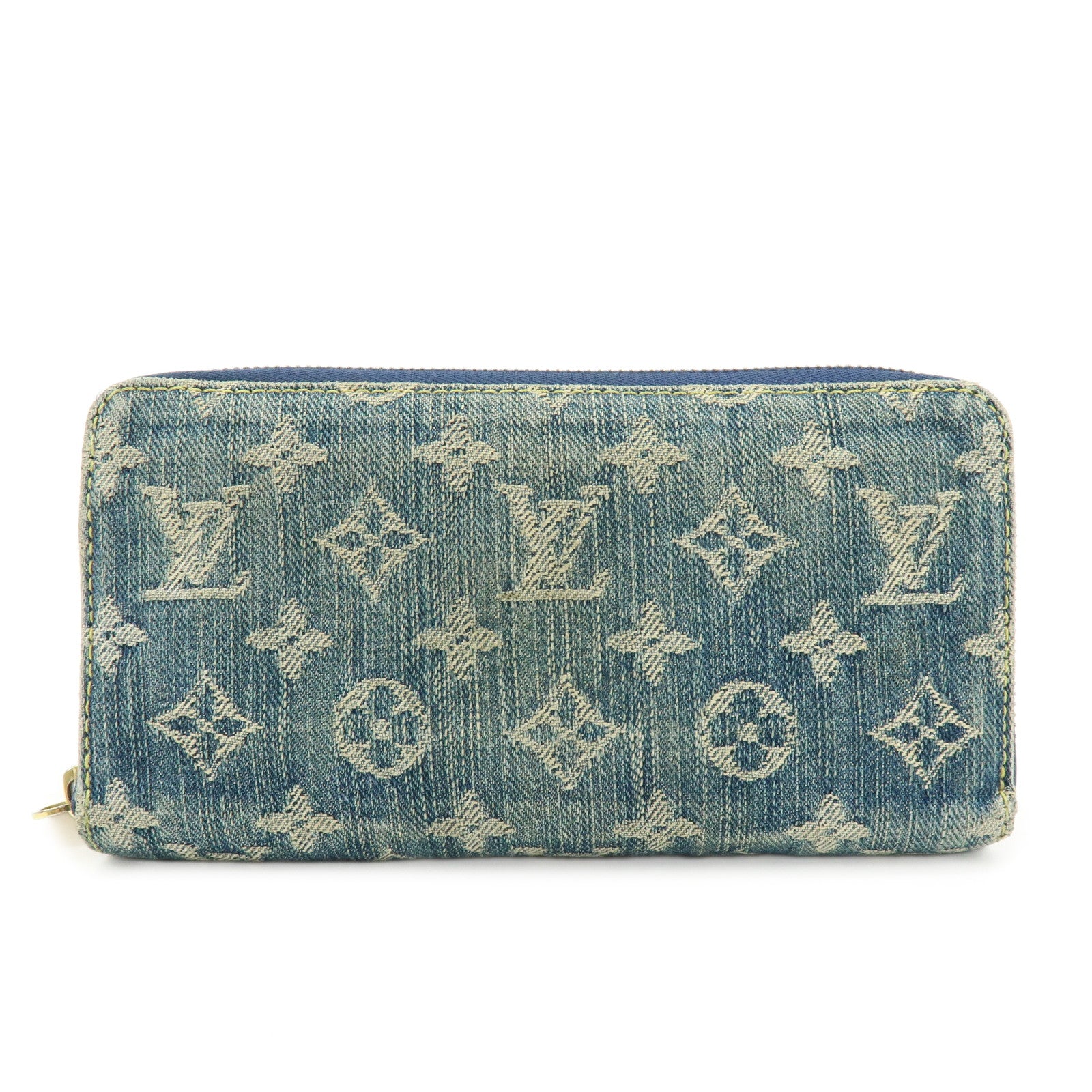 Louis Vuitton Monogram Denim Zippy Wallet Long Wallet Blue M95341