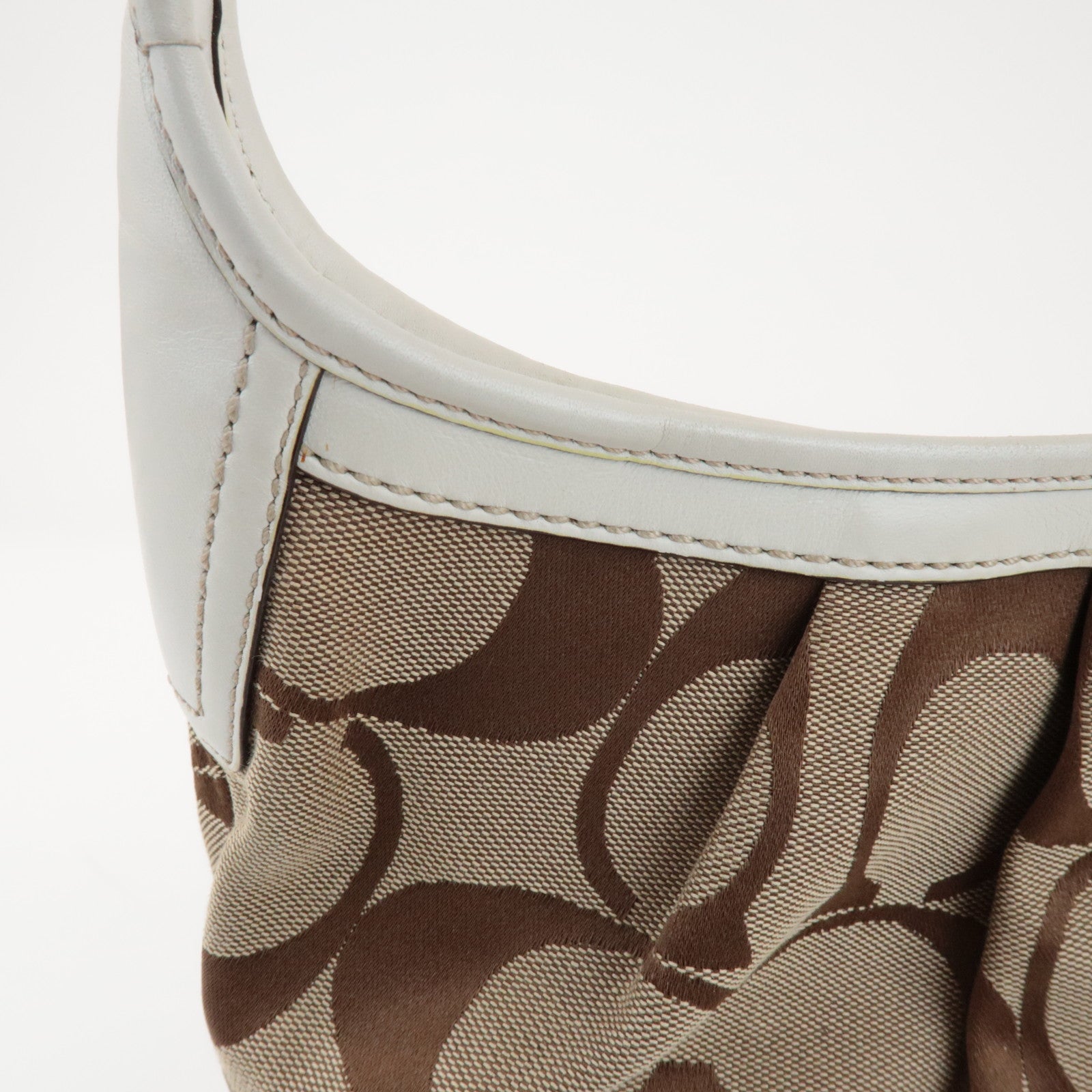 COACH Signature Canvas Leather Shoulder Bag Brown White