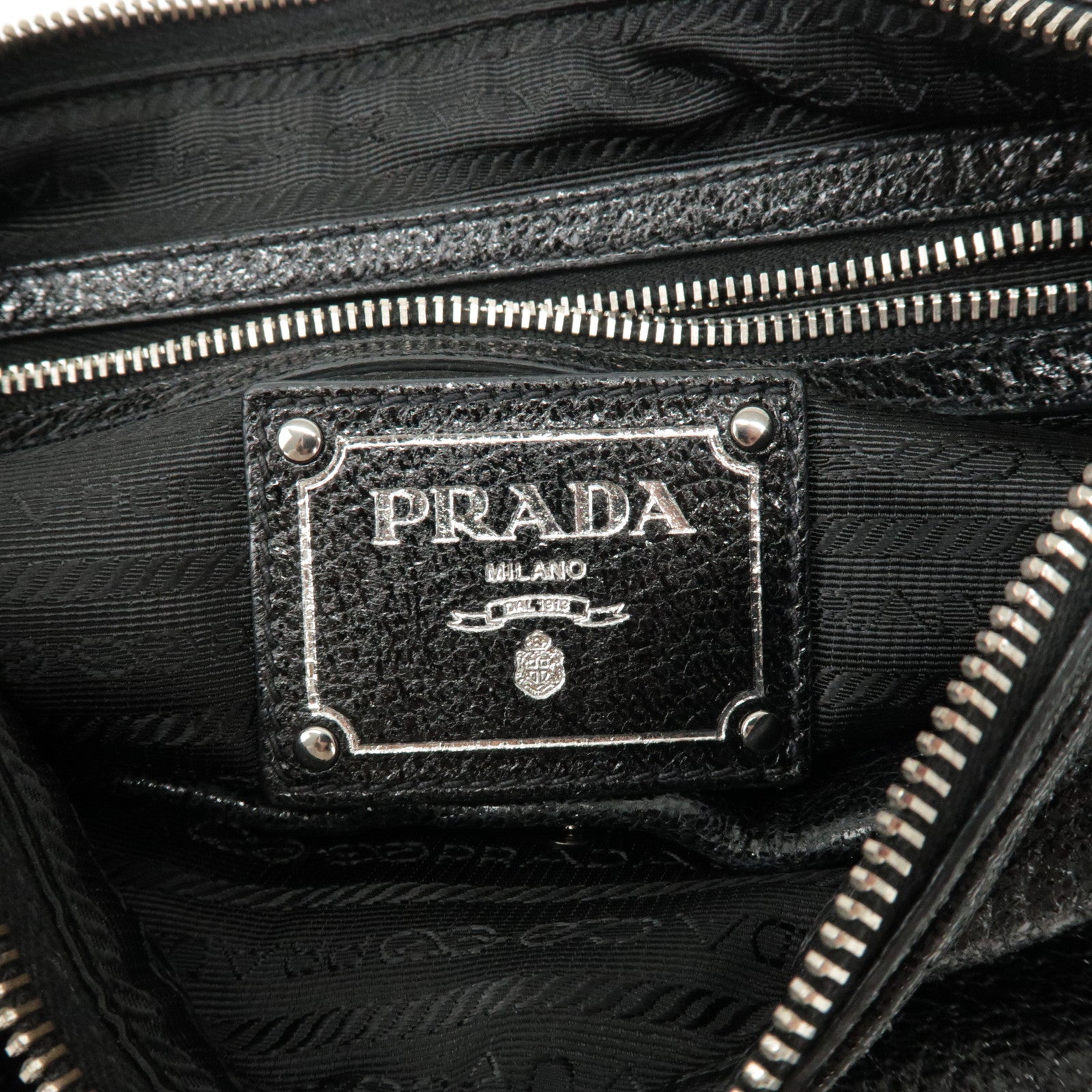 PRADA Logo Leather Chain Shoulder Bag Hand Bag Black BR4370 Used
