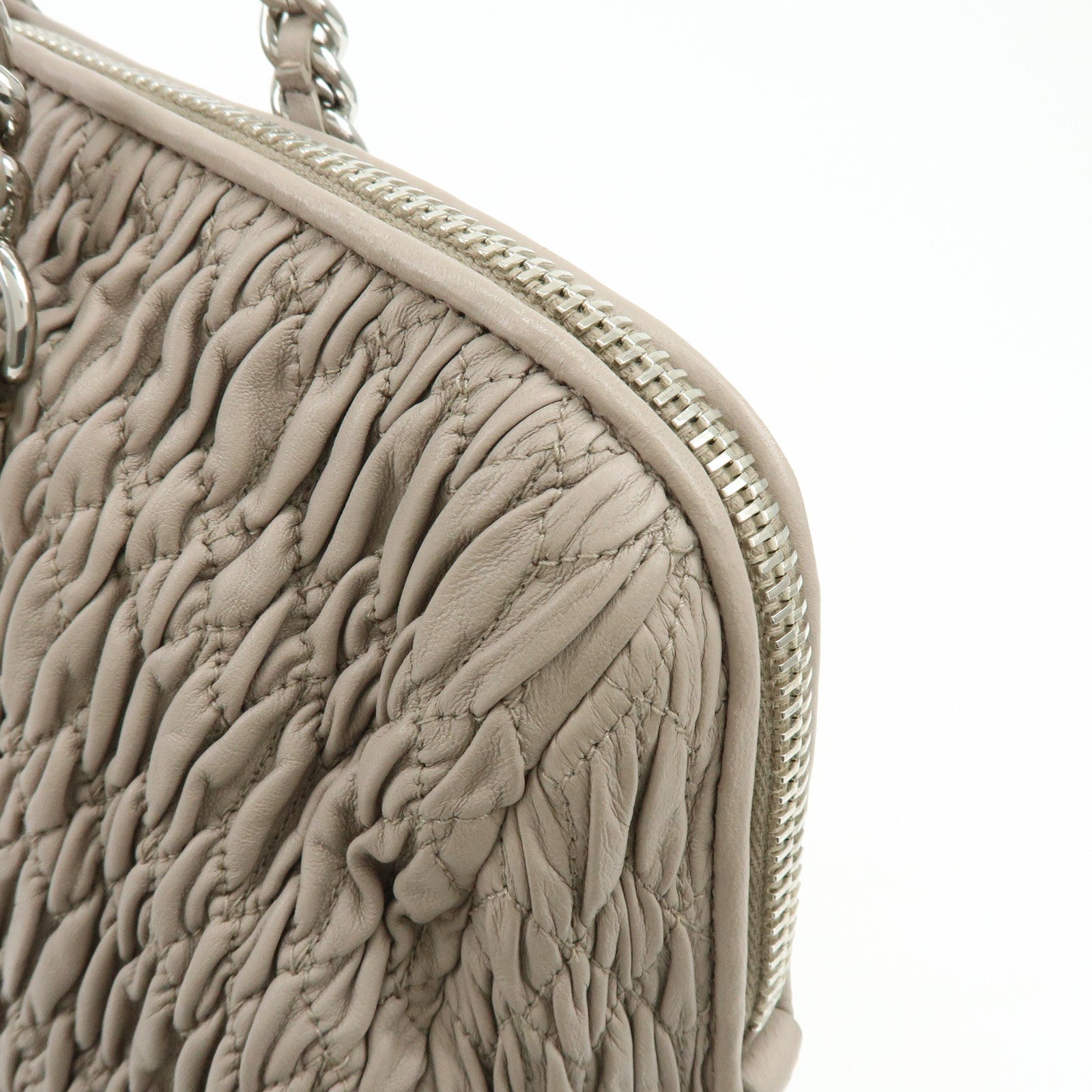 MIU MIU Matelasse Nappa Leather Tote Bag Shoulder Bag Gray