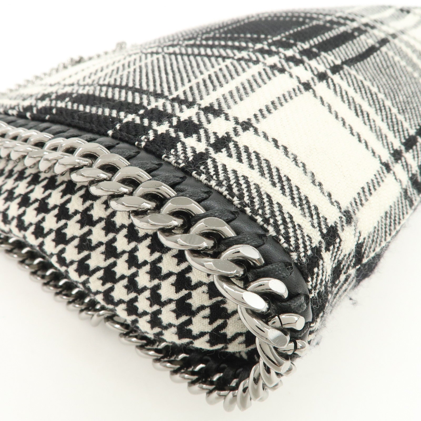 STELLA MCCARTNEY Wool Falabella 2Way Bag Hand Bag Black White