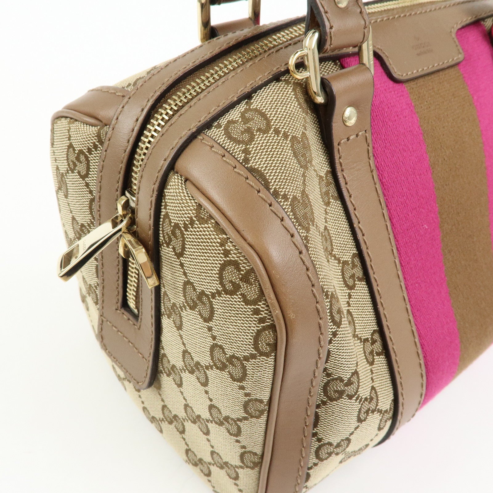 GUCCI Sherry GG Canvas Leather 2WAY Bag Boston Bag Beige 269876