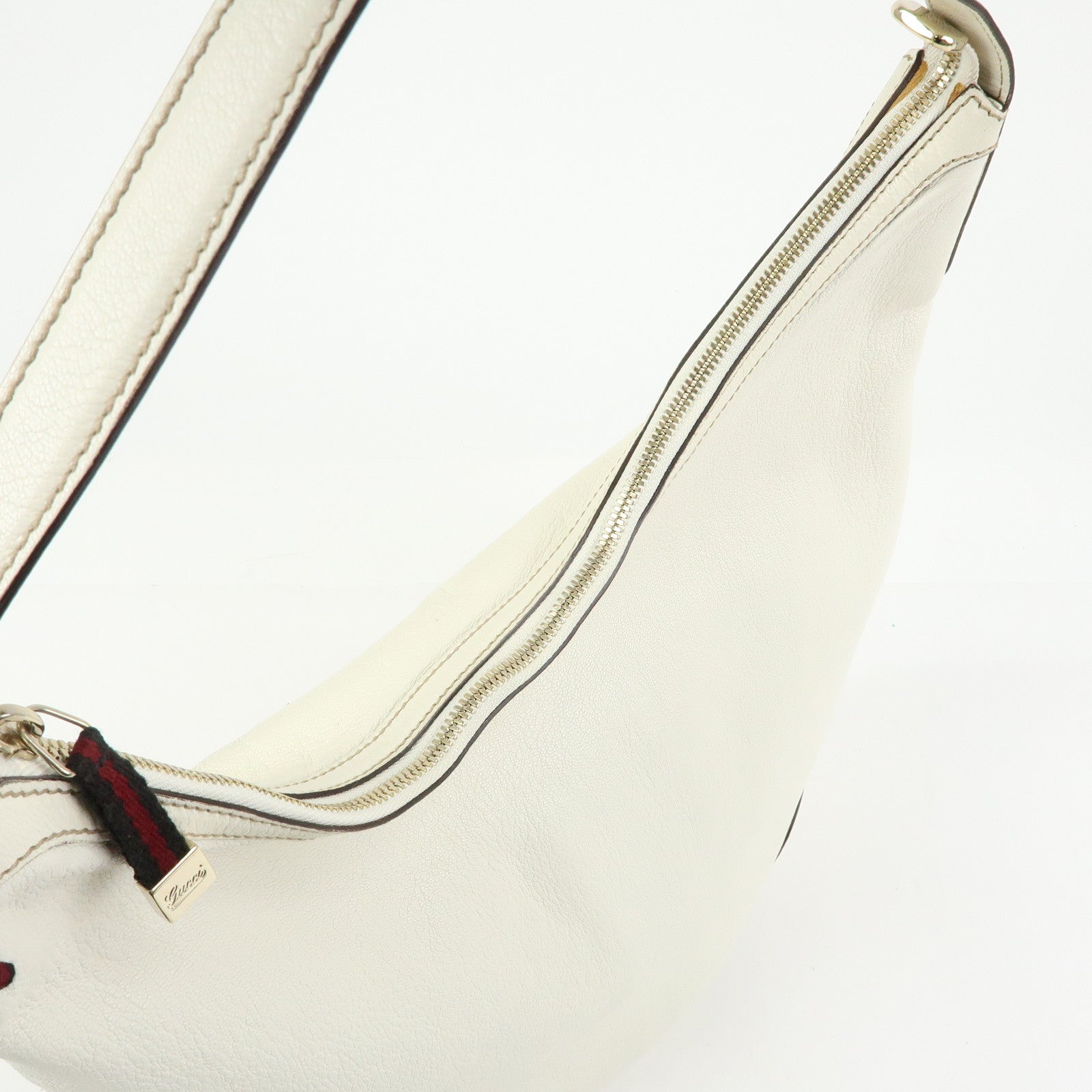 GUCCI Sherry Princy Leather Shoulder Bag Hand Bag White 162882