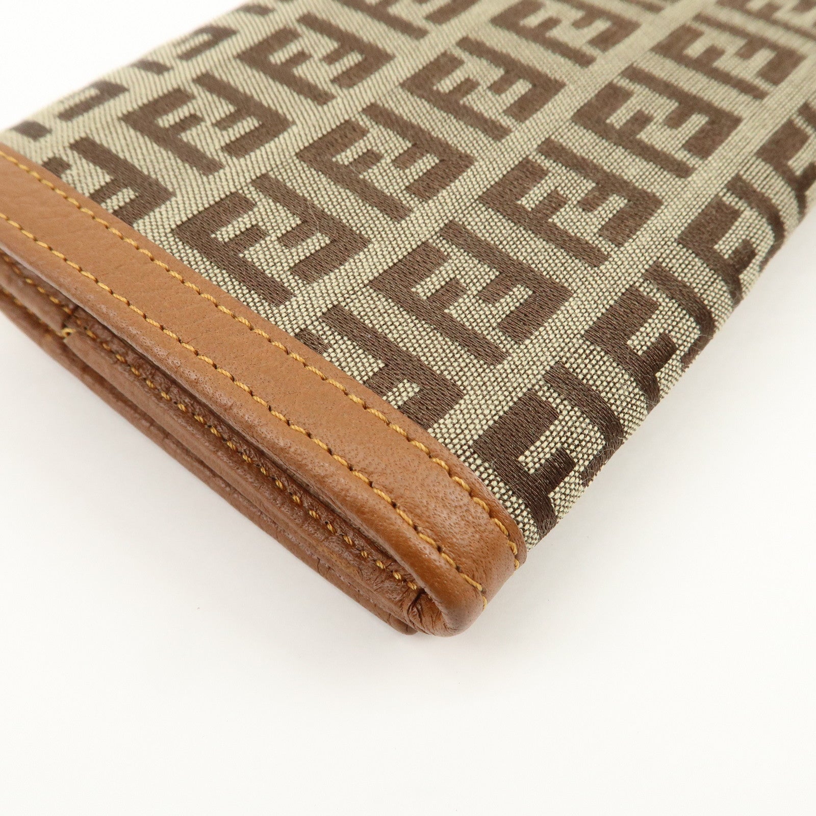 FENDI Zucchino Canvas Long Flap Wallet Camel 8M0179