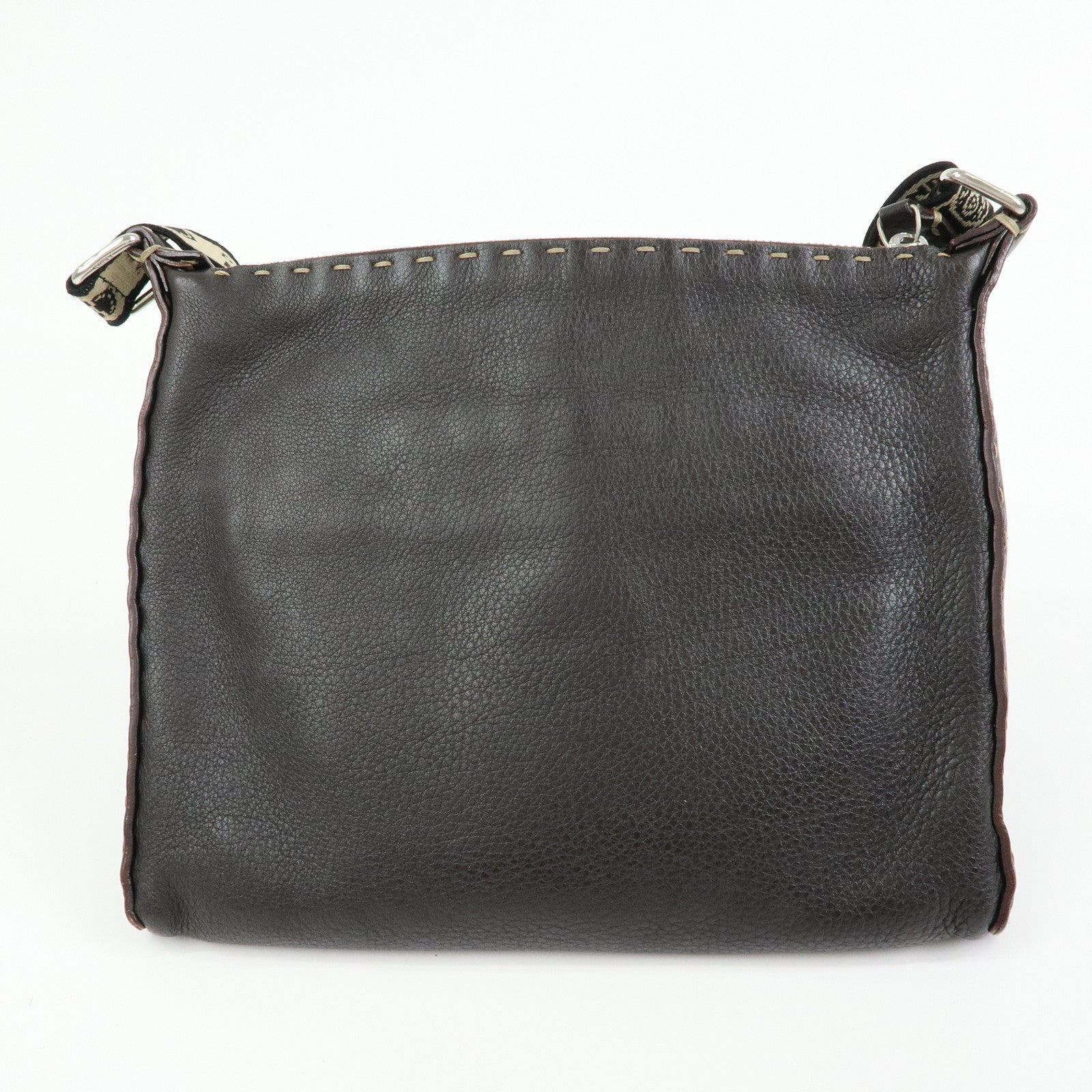 FENDI Selleria Leather Shoulder Bag Crossbody Bag Brown 8BT092