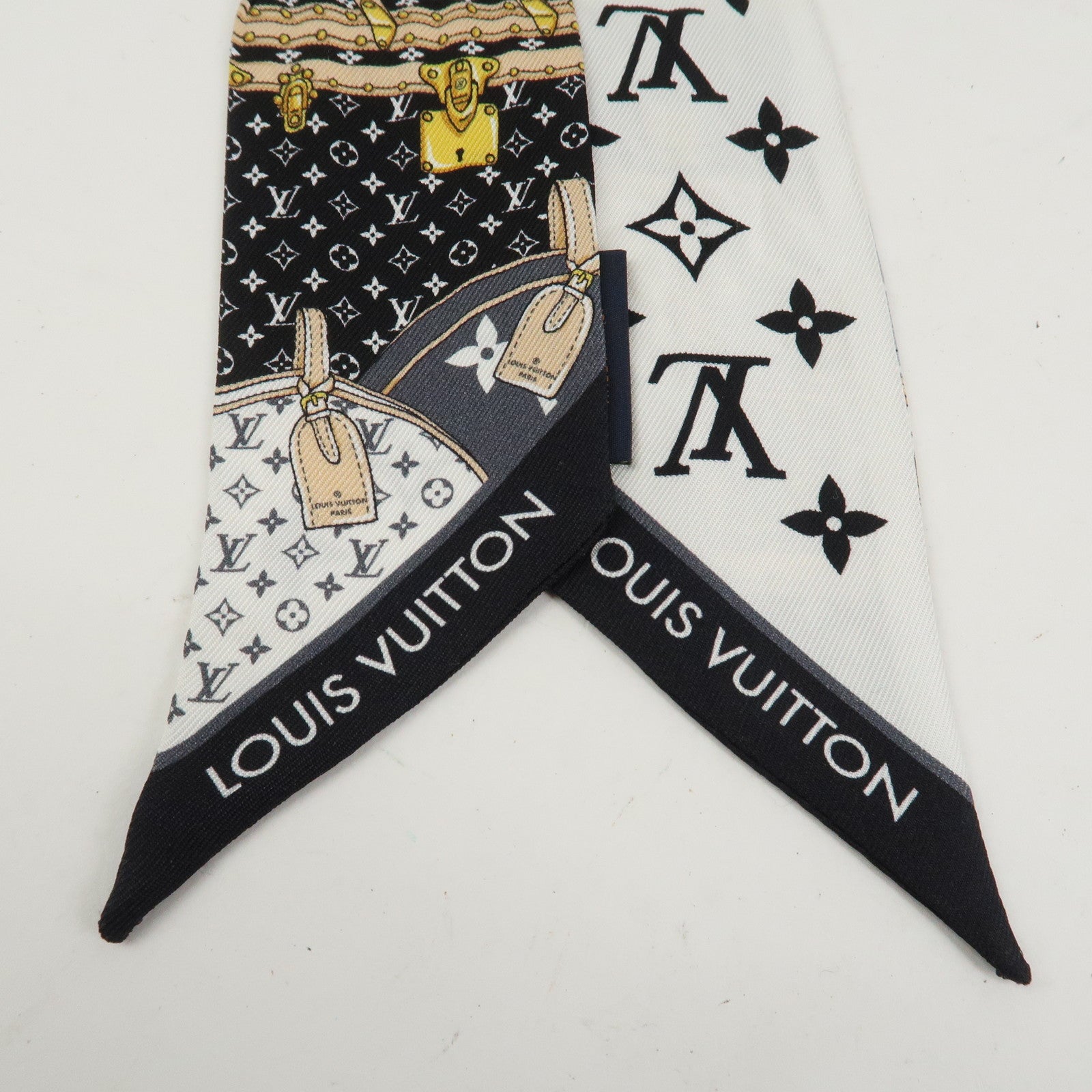 Louis Vuitton Bandeau BB Let's Go Silk 100% Scarf Black M76442