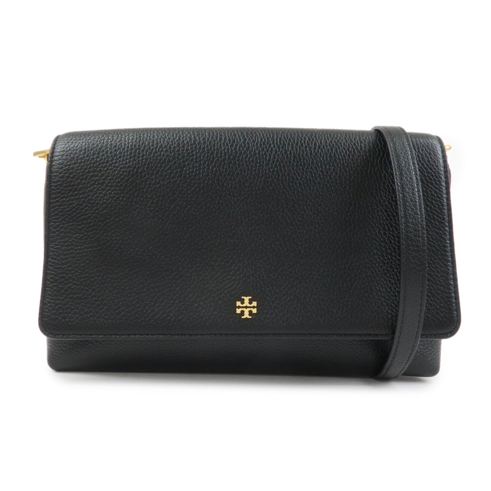 TORY BURCH Logo Leather Shoulder Bag Black