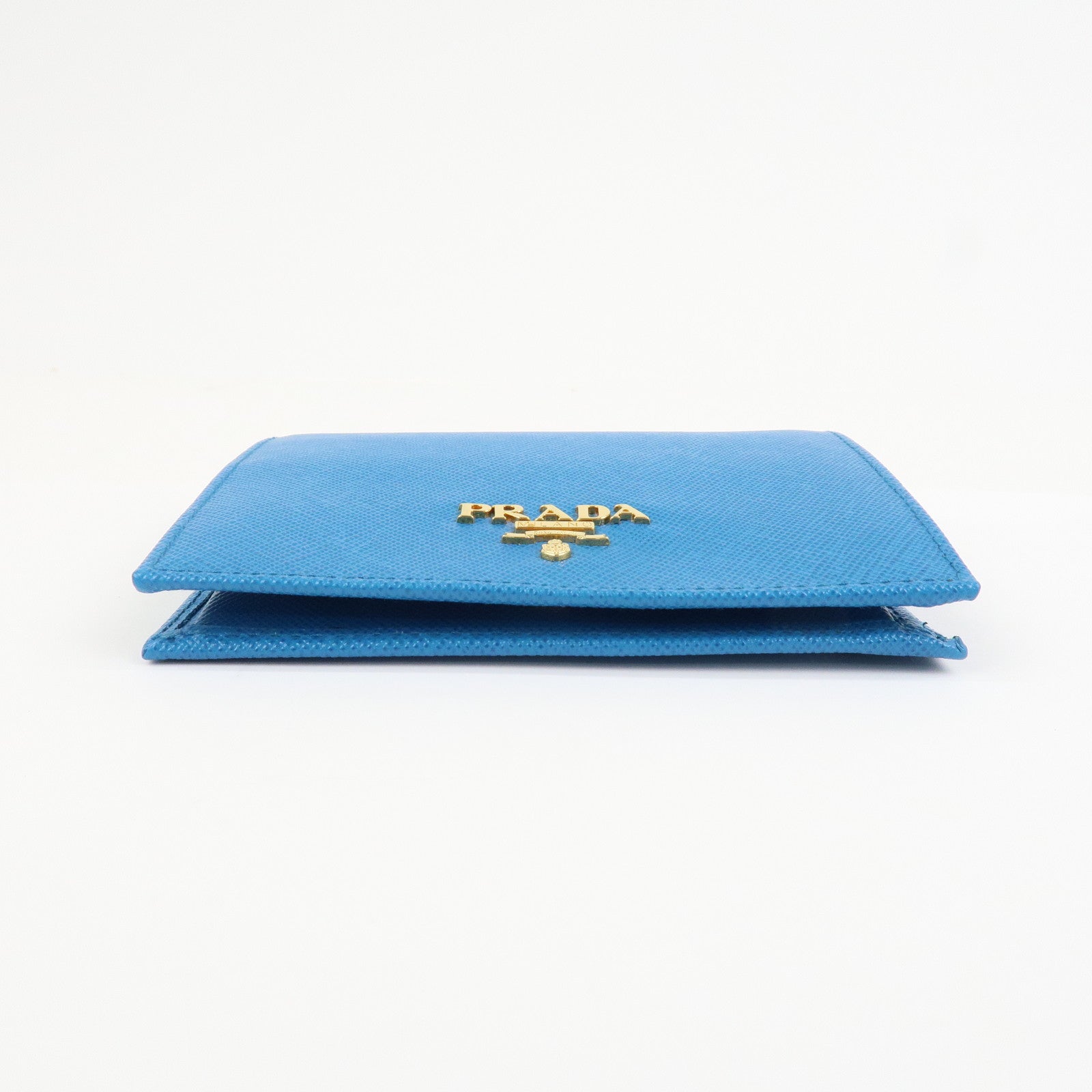 PRADA Saffiano Leather Bi-fold Compact Wallet Blue 1M0204