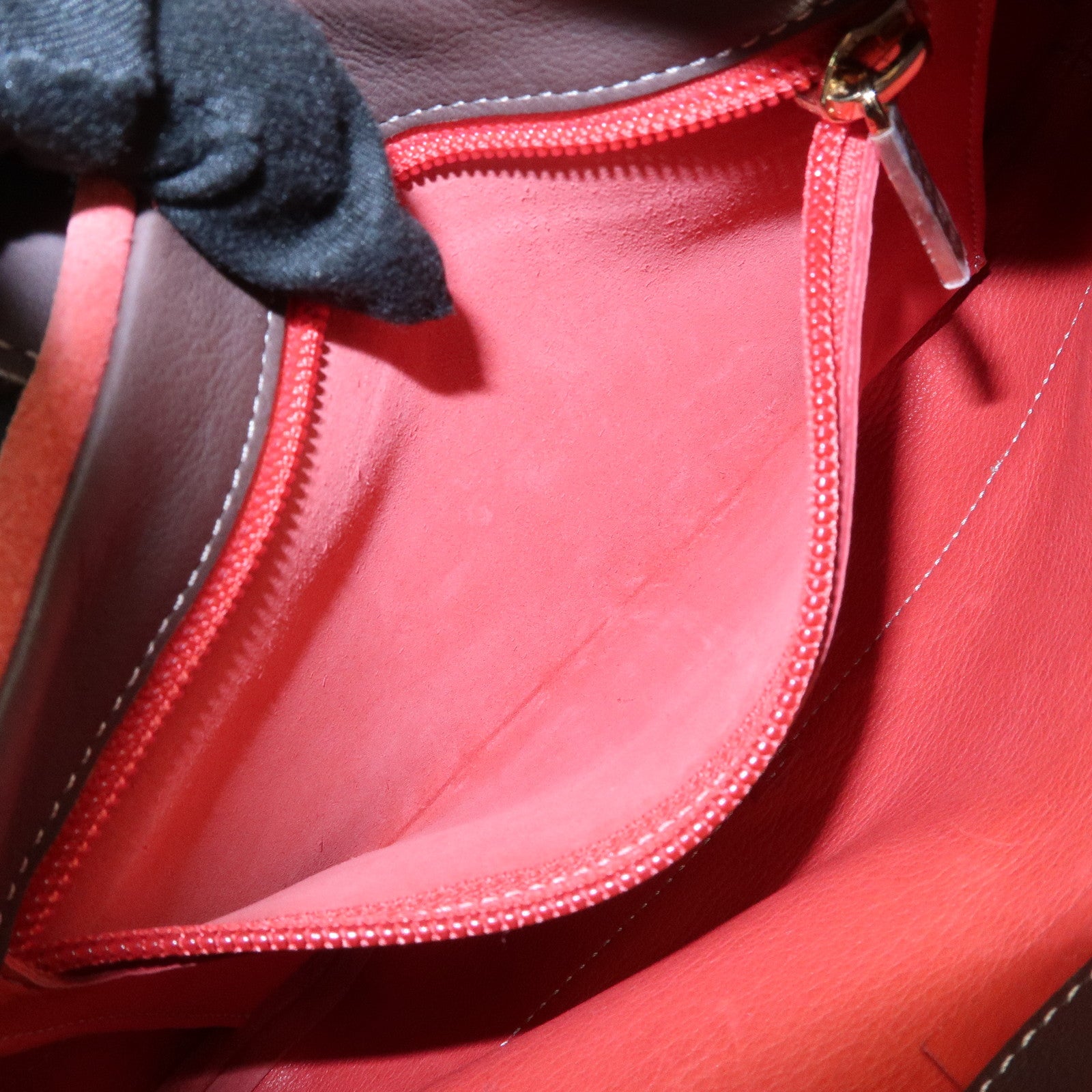 LOEWE Leather Suede Shoulder Bag Hand Bag Brown Red Gold HDW