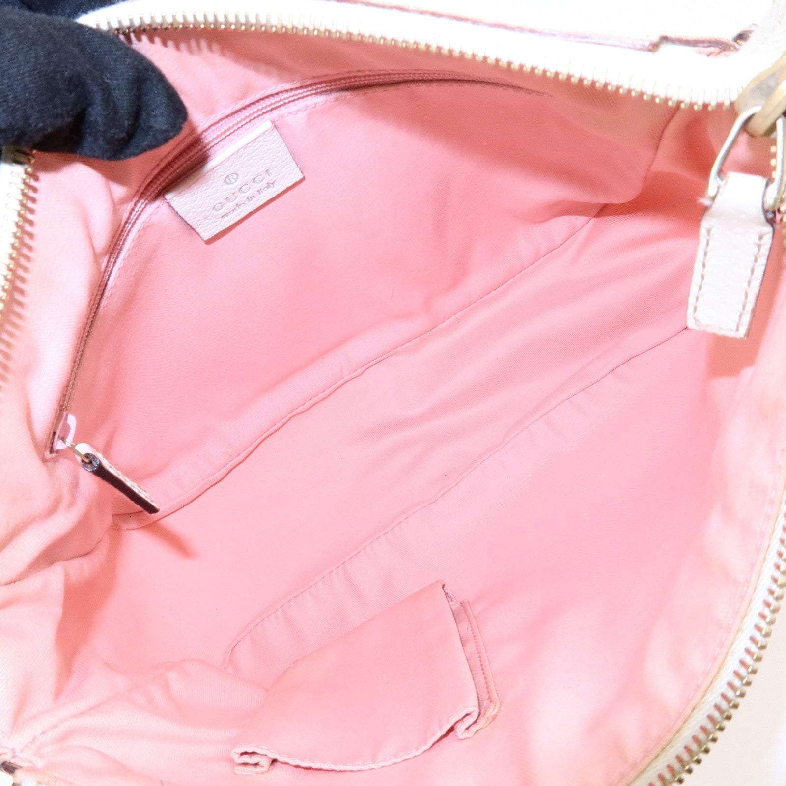 GUCCI GG Canvas Shoulder Bag Hand Bag Pink White 146244