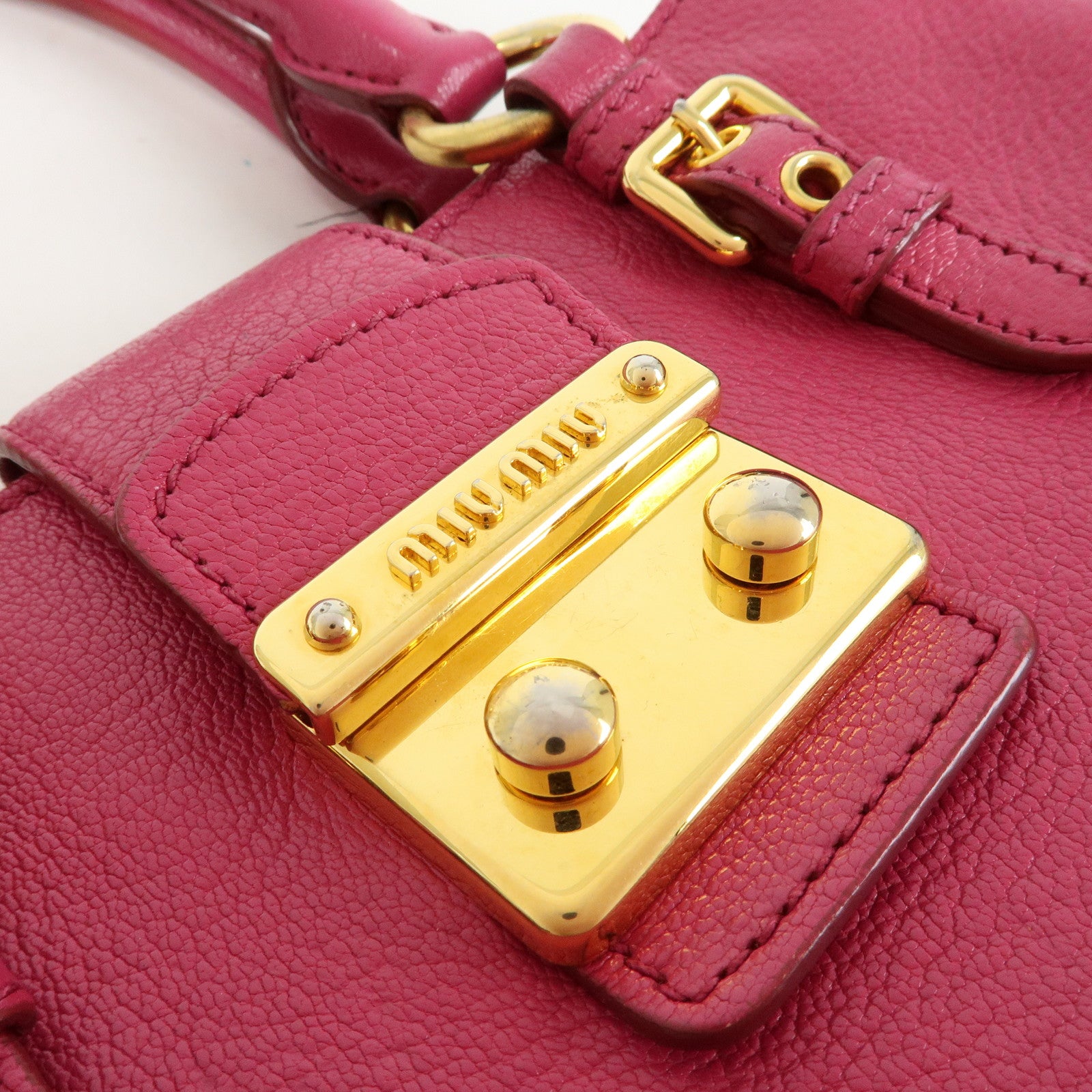 MIU MIU Madras Leather 2Way Bag Hand Bag Shoulder Bag Pink