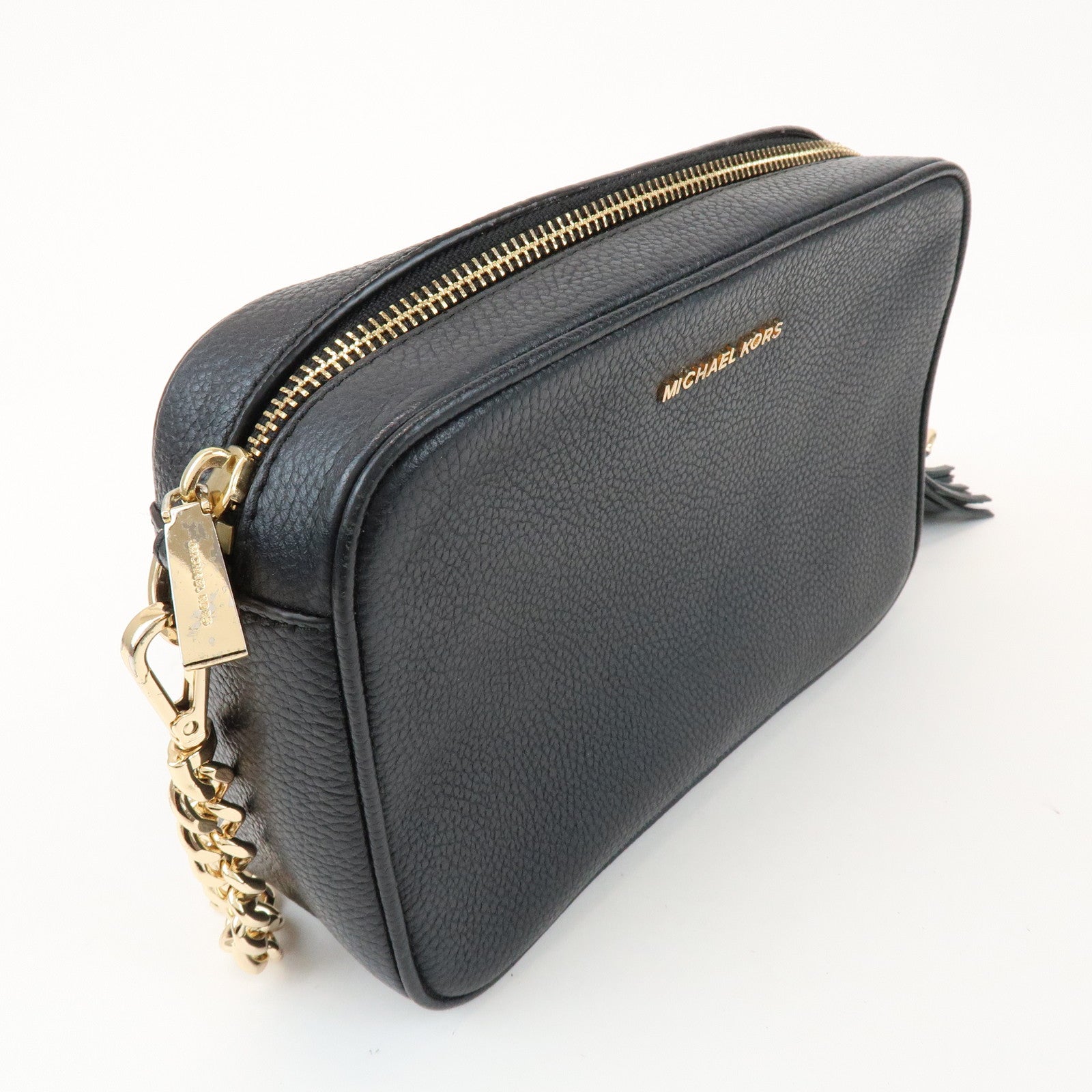 MICHAEL KORS Logo Leather Shoulder Bag Crossbody Bag Black