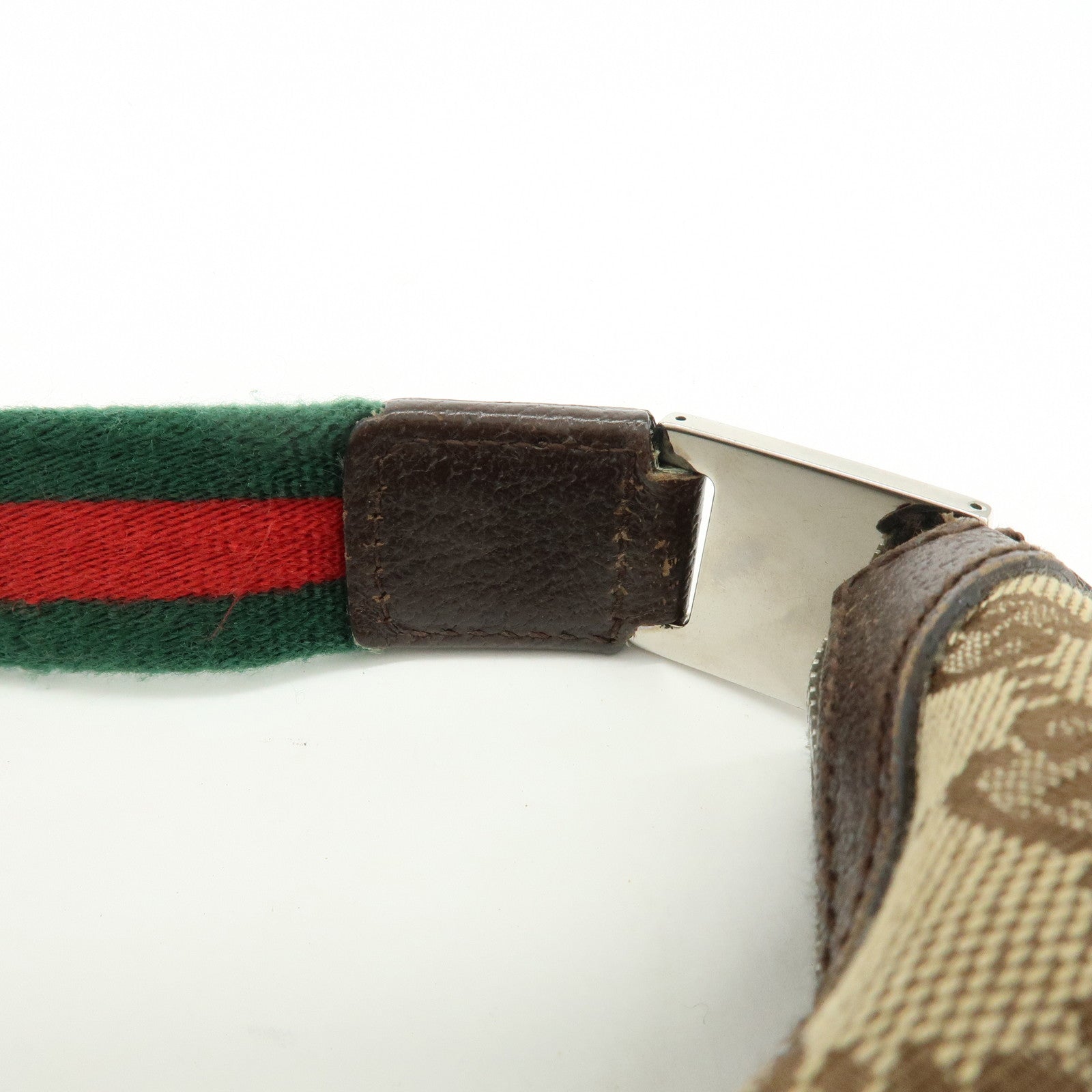 GUCCI Sherry Line GG Canvas Leather Hand Bag Beige Brown 145812