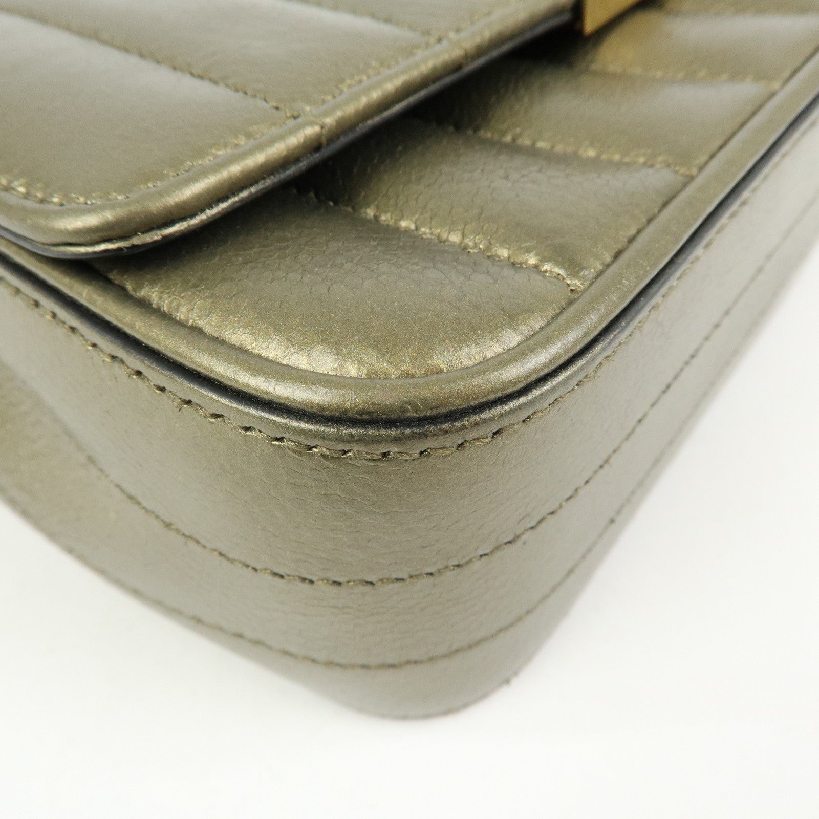 SAINT LAURENT PARIS Leather Vicky Shoulder Bag Crossbody Bag Gold