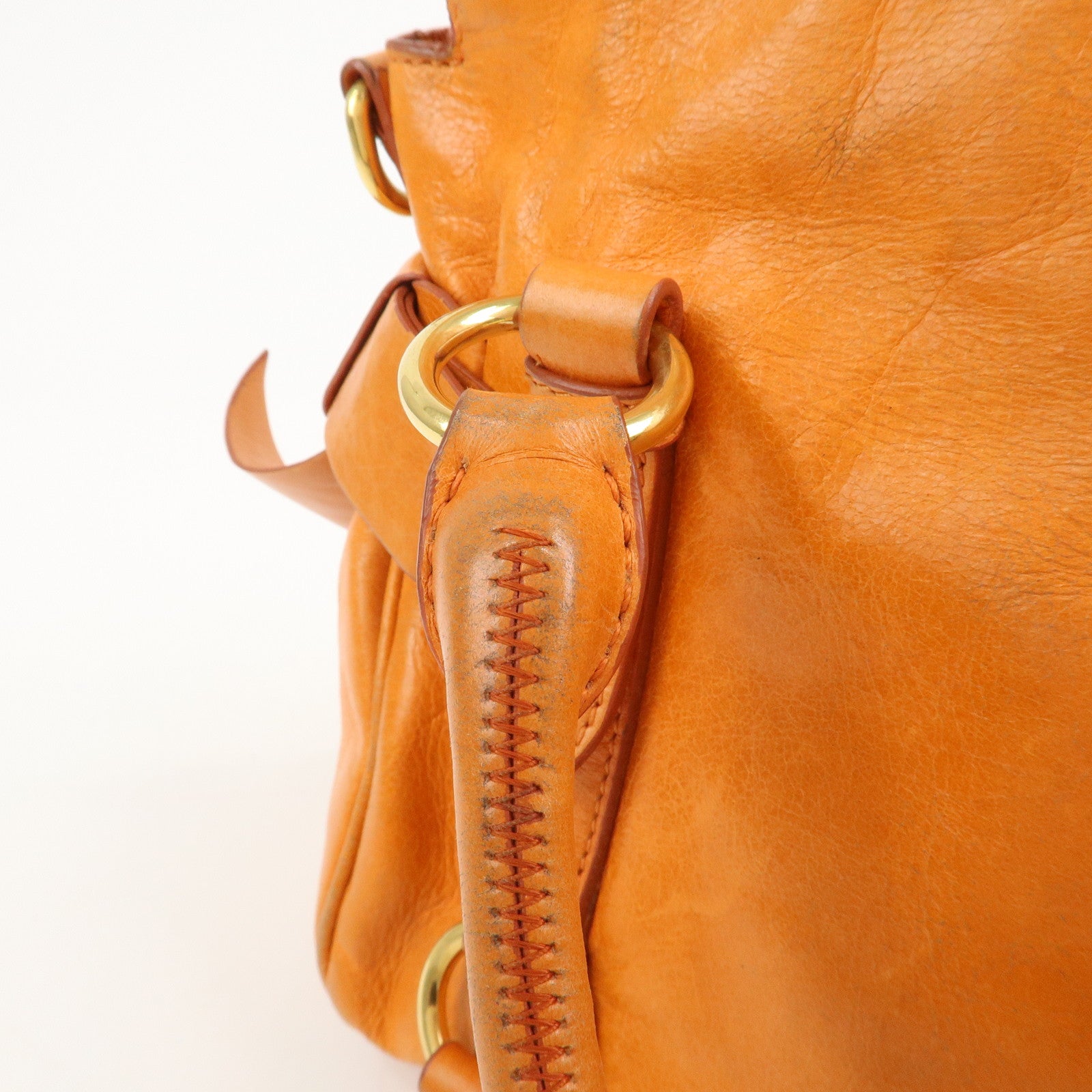 MIU MIU Leather 2Way Bag Hand Bag Shoulder Bag Orange RT0438