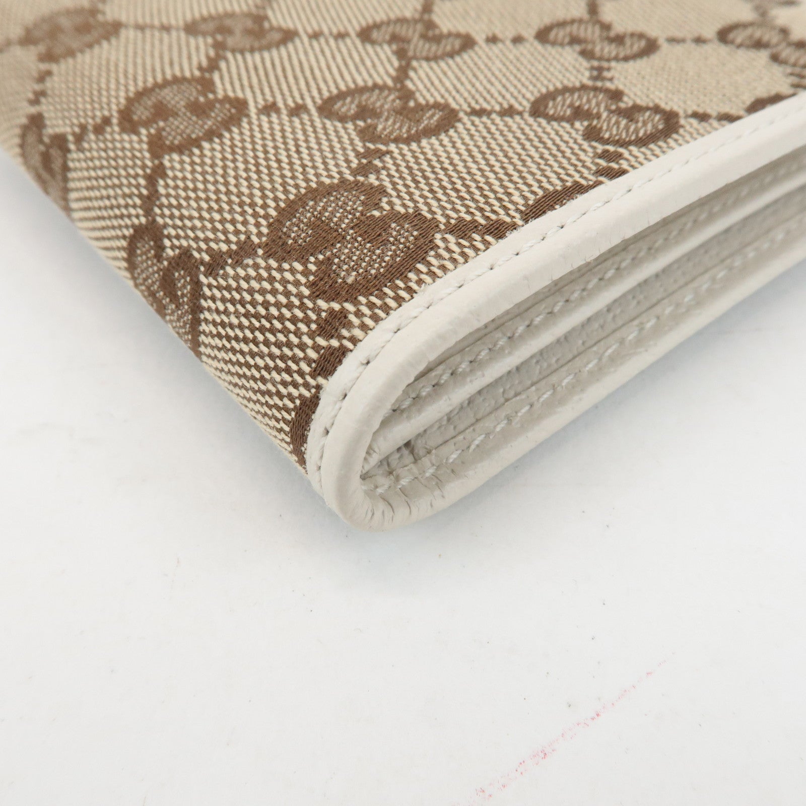 GUCCI Sherry GG Canvas Leather Bi-fold Wallet Beige Ivory 181669 Used