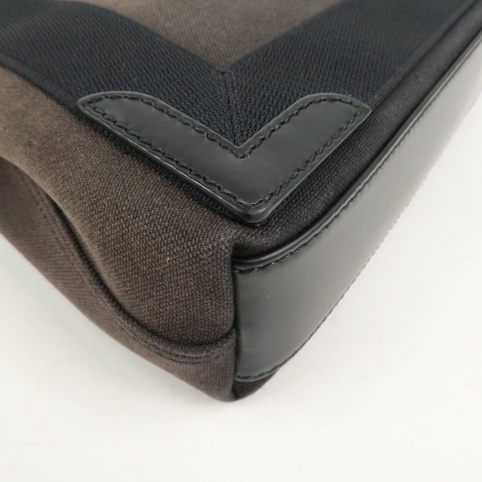 BALENCIAGA Canvas Leather Navy Cabas XS Hand Bag Brown 390346