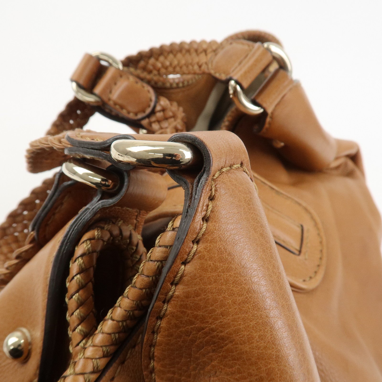 GUCCI Marrakech Leather Shoulder Bag Tote Bag Brown 257029