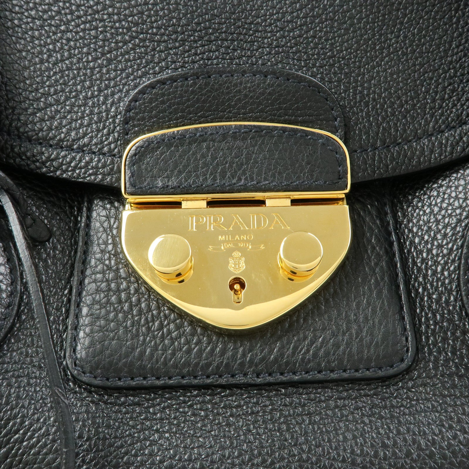 PRADA Vitello Daino Leather Hand Bag Shoulder Bag Black BR3207