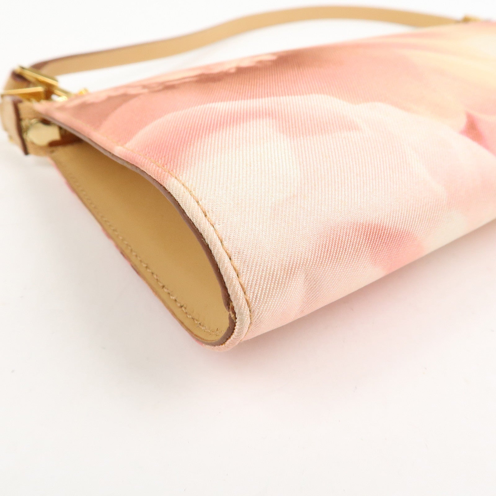 Ferragamo Gancini Nylon Leather Shoulder Bag Hand Bag Flower Pink
