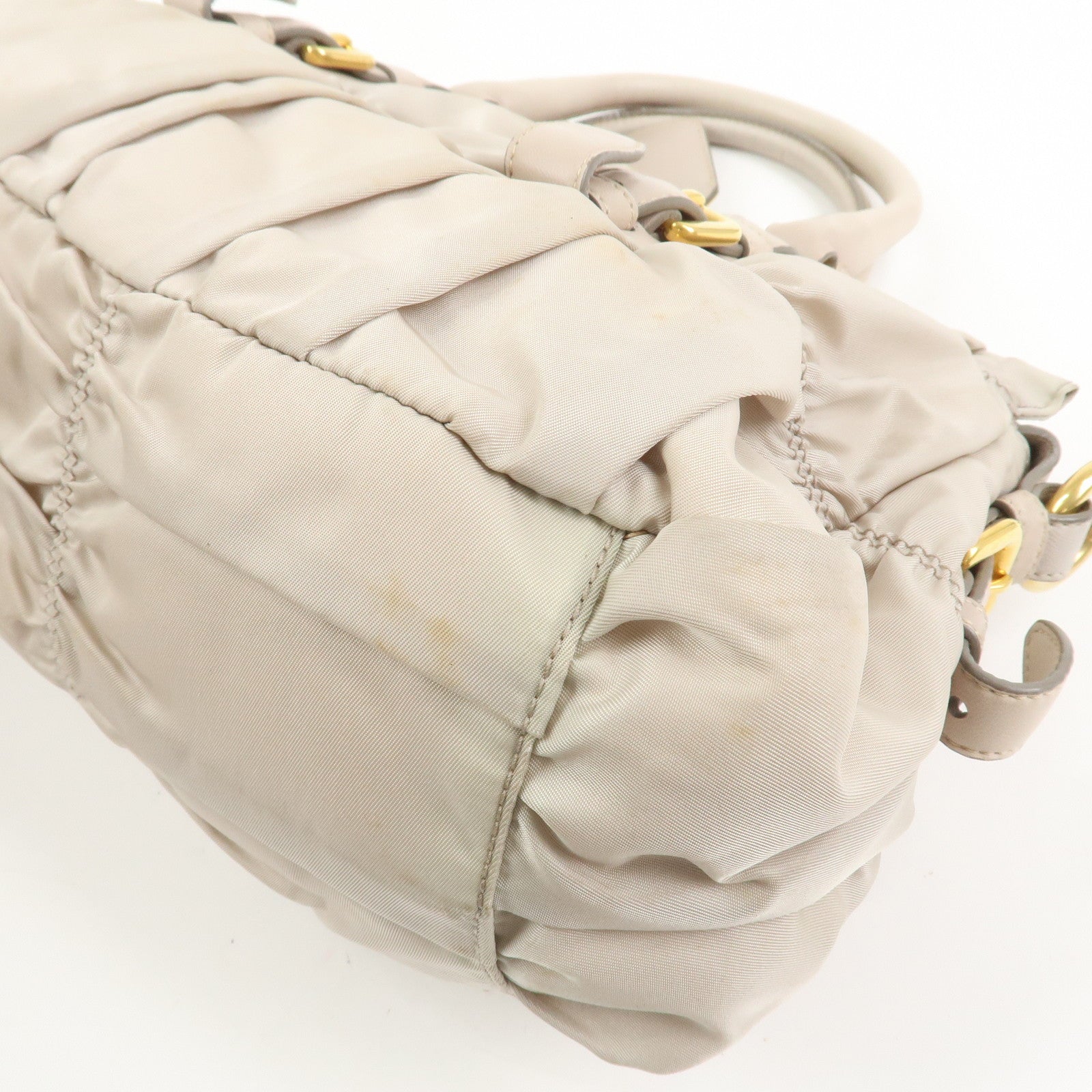PRADA Nylon Leather 2Way Bag Hand Bag Shoulder Bag Gray BN1407