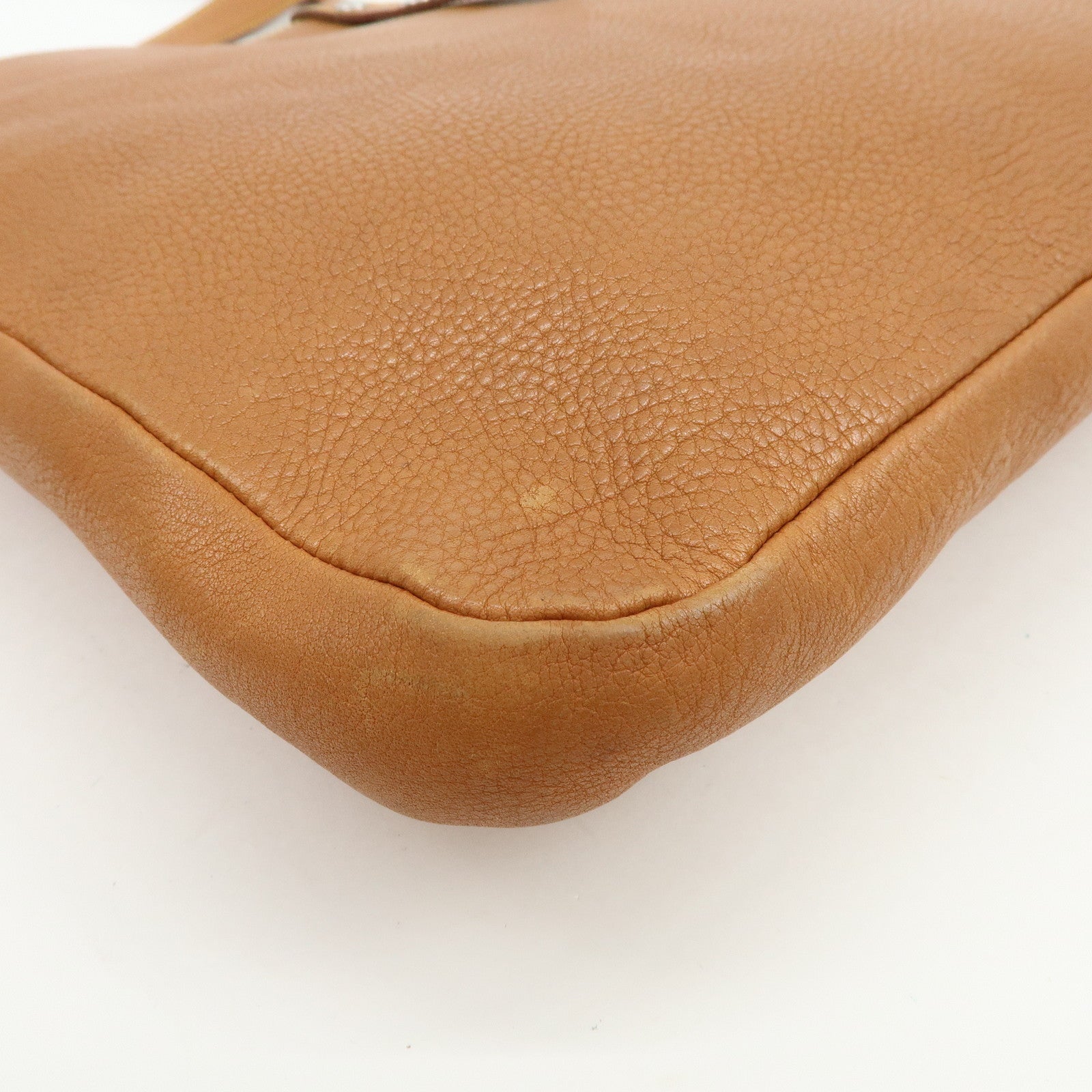 PRADA Triangle Logo Calf Leather Shoulder Crossbody Bag Brown