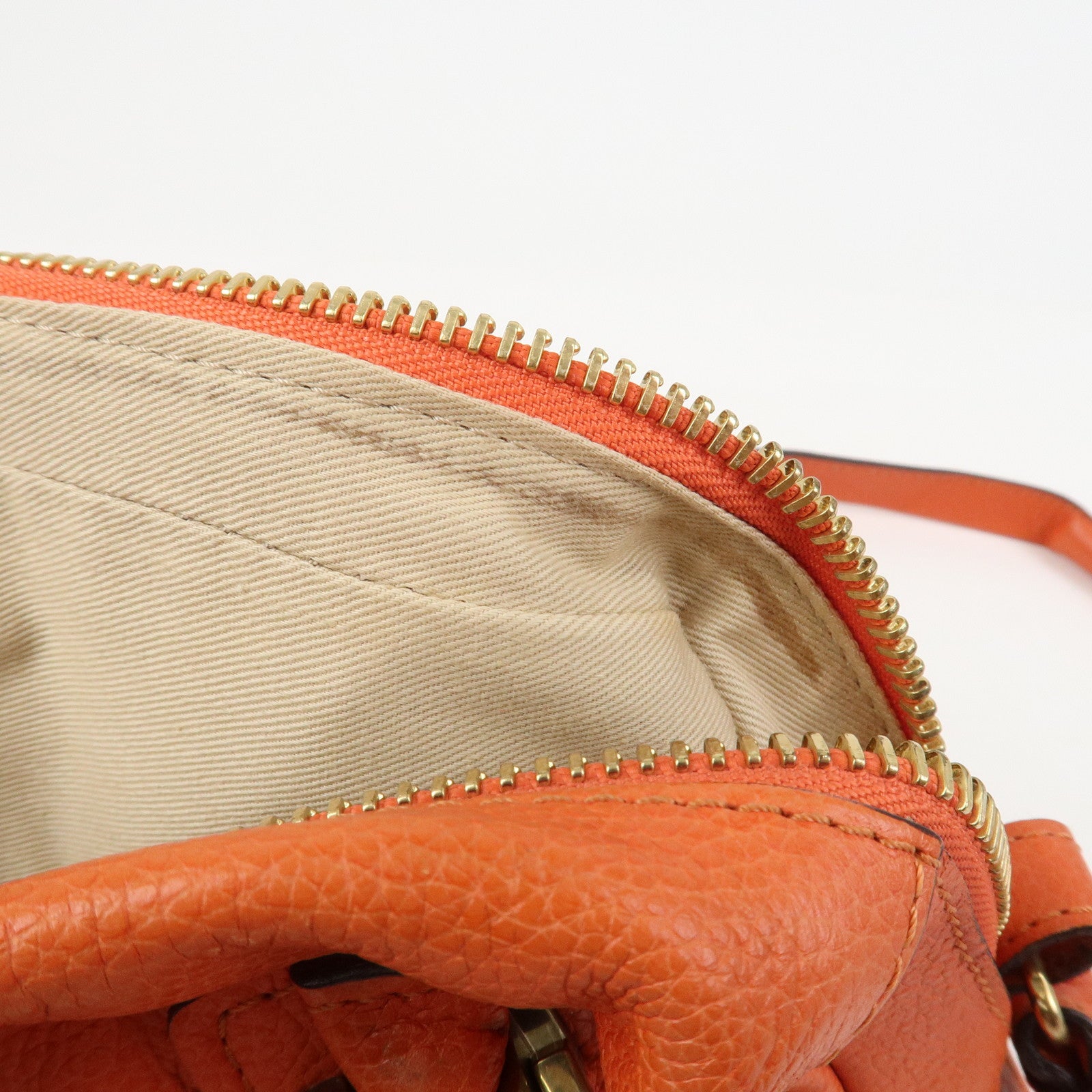 Chloe Parati Leather CH Shoulder Bag Hand Bag Orange