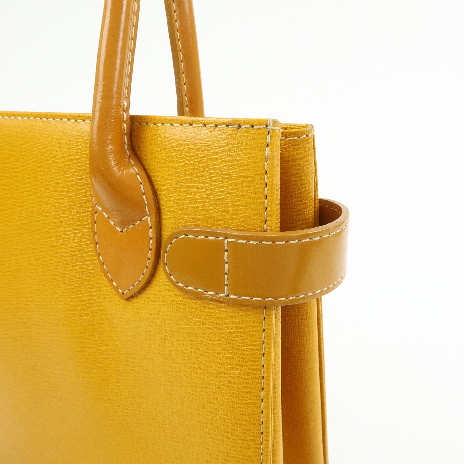 BURBERRY Logo Leather Tote Bag Hand Bag Yellow
