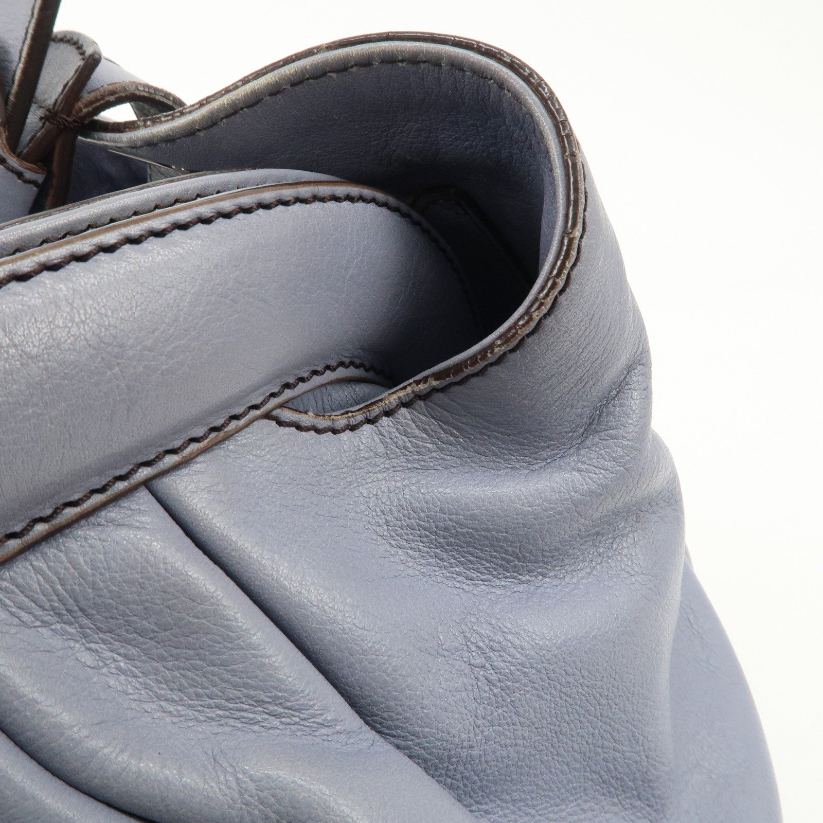 FENDI Leather Shoulder Bag Hand Bag Blue Gold HDW Used