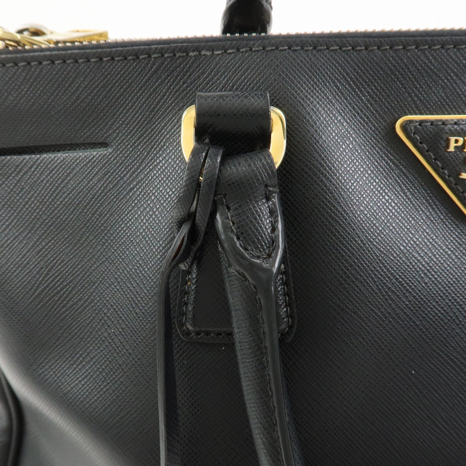 PRADA Galleria Triangle Logo Saffiano Leather 2Way Bag Black BN2274