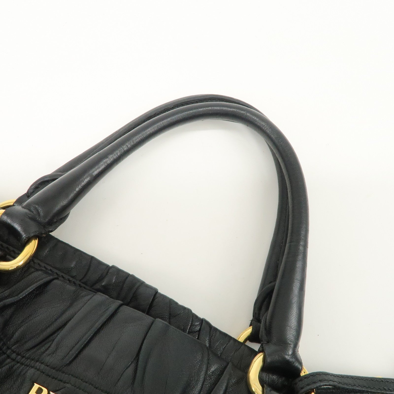 PRADA Leather 2WAY Bag Hand Bag Shoulder Bag Black BN1788
