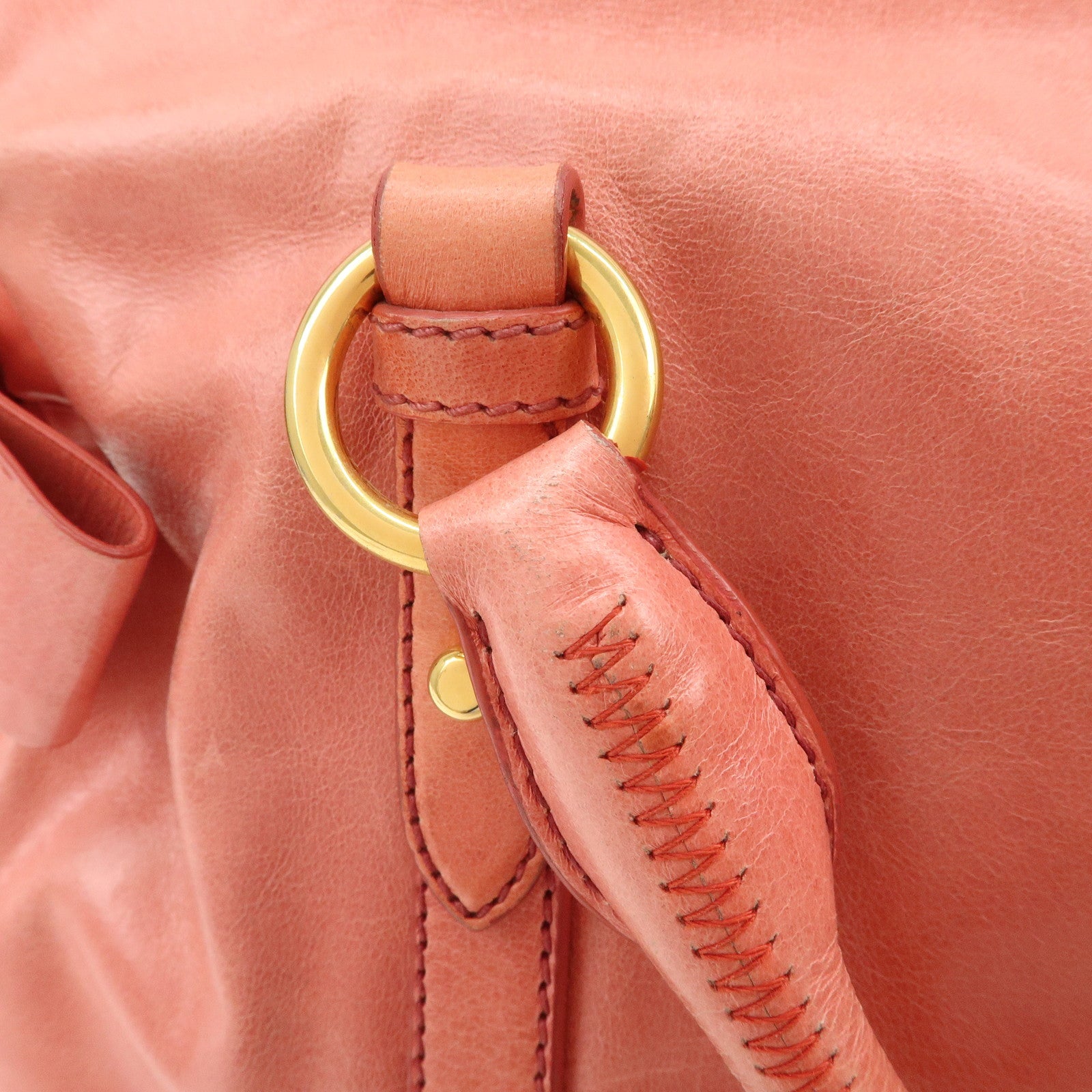 MIU MIU Leather Ribbon 2Way Shoulder Bag Hand Bag Pink RT0365