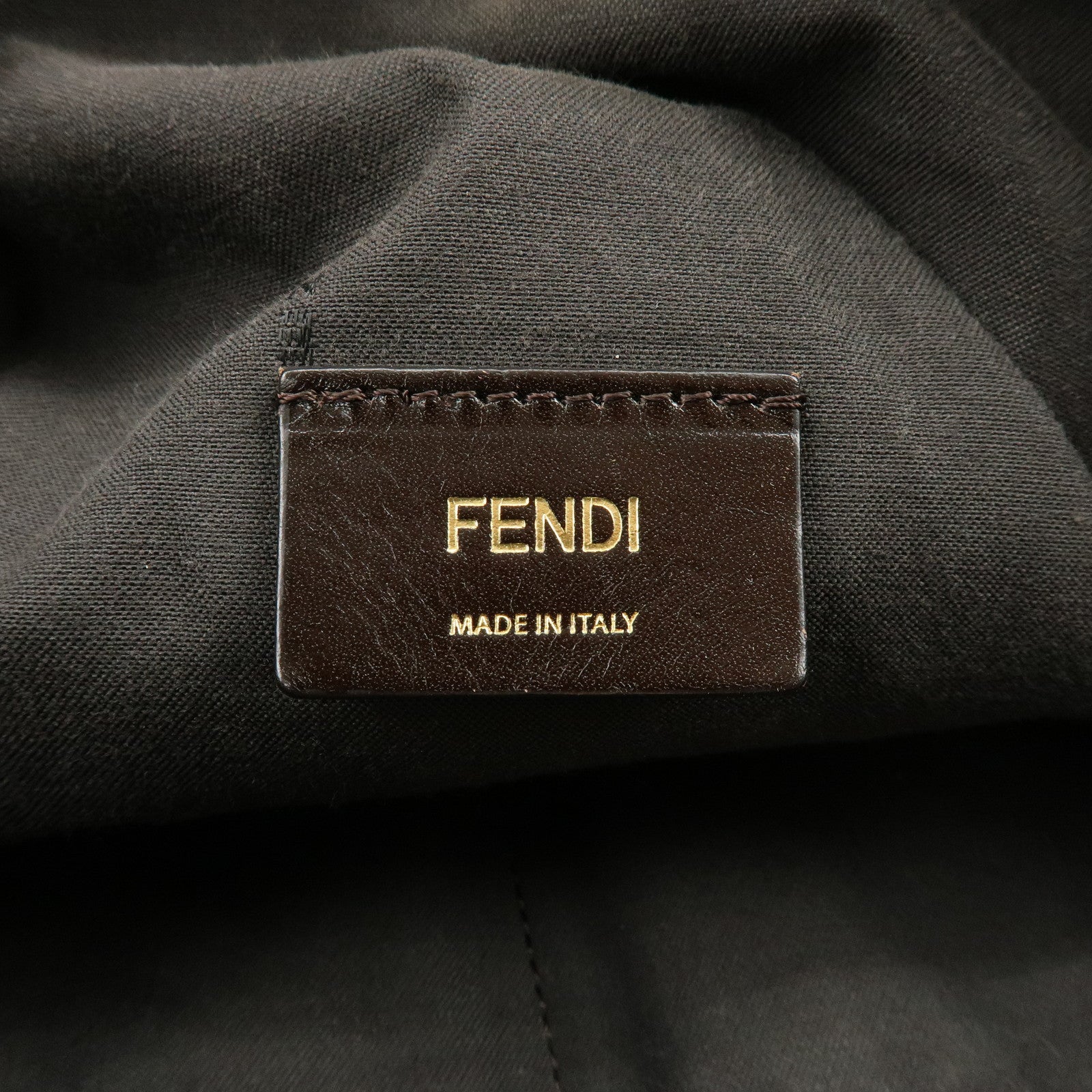 FENDI Zucca Canvas Leather Shoulder Bag Black Brown 8BR698