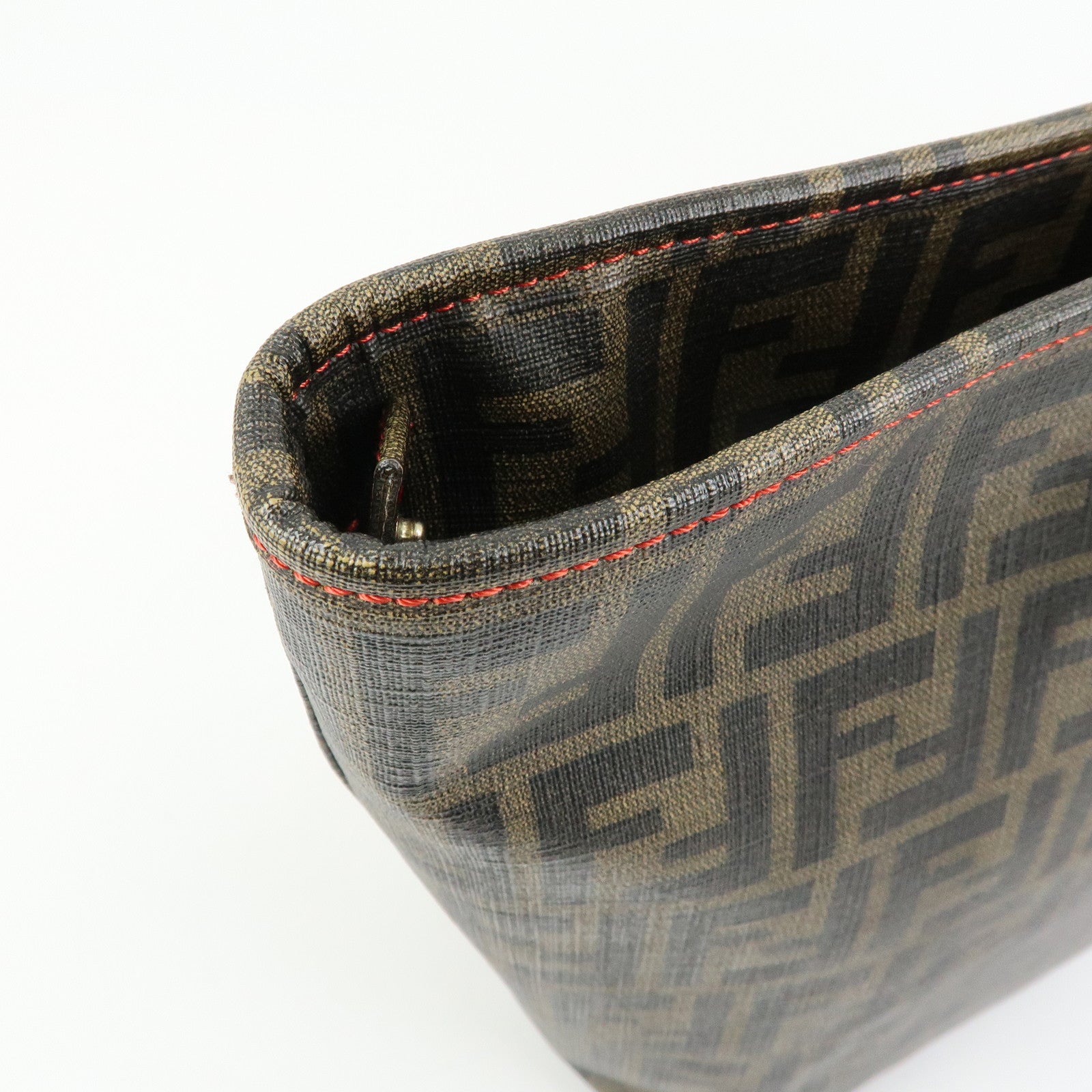 FENDI Zucca PVC Coated Canvas Tote Bag Hand Bag Brown 8BH185