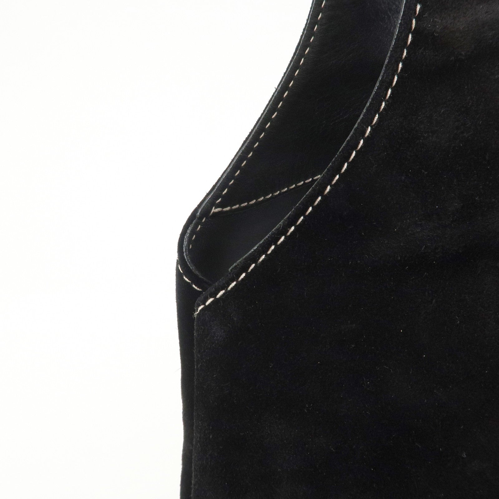 Ferragamo Suede Shoulder Bag Hand Bag Black White