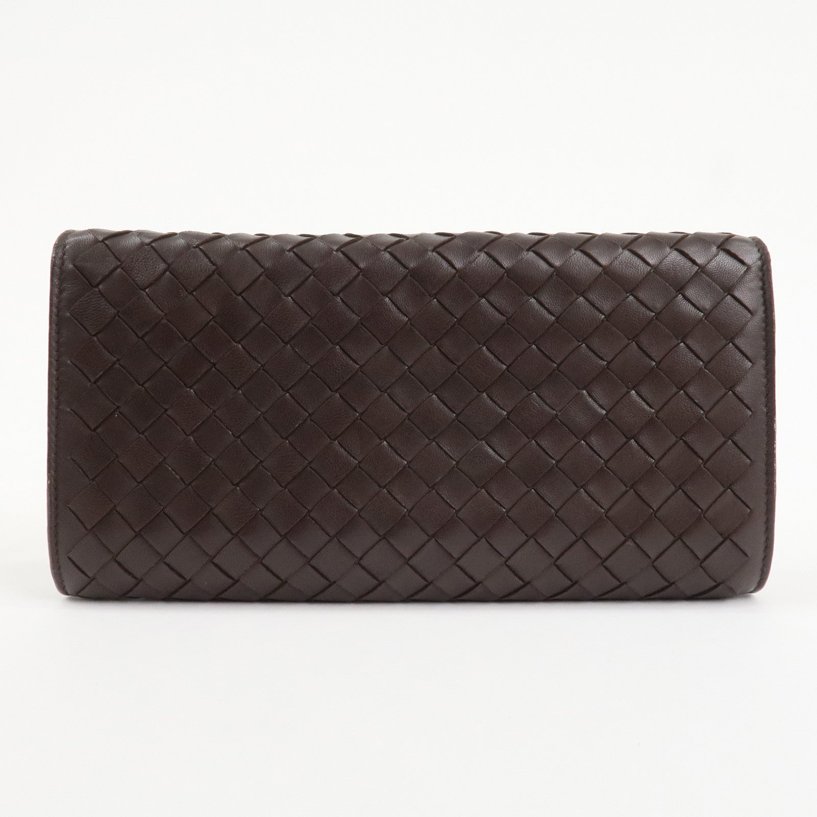 BOTTEGA VENETA Intrecciato Leather Long Wallet Brown Used