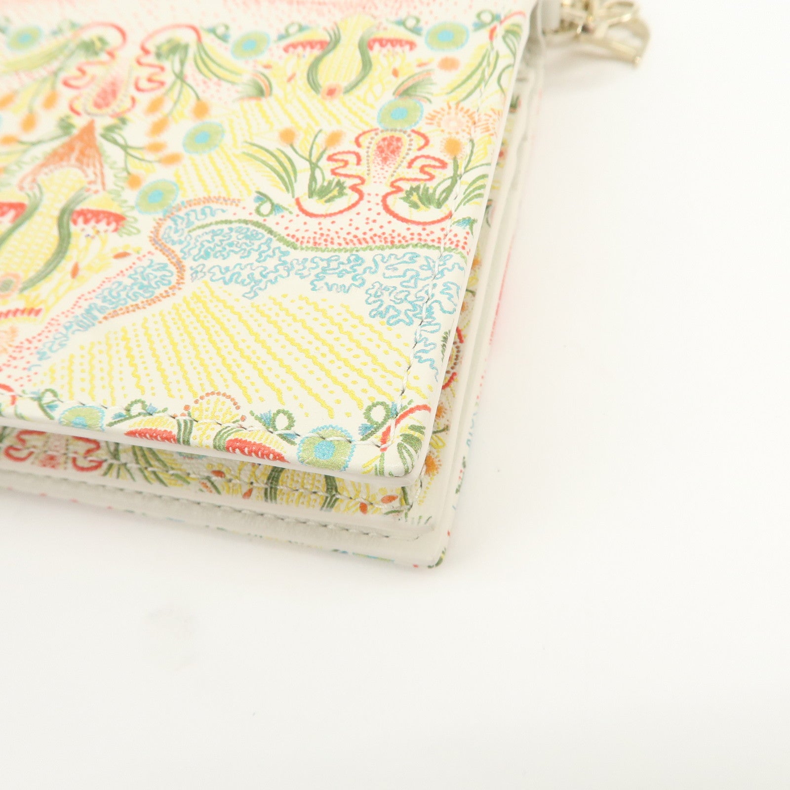 Christian Dior Logo Leather Bi-fold Comact Wallet Ivory Multicolor