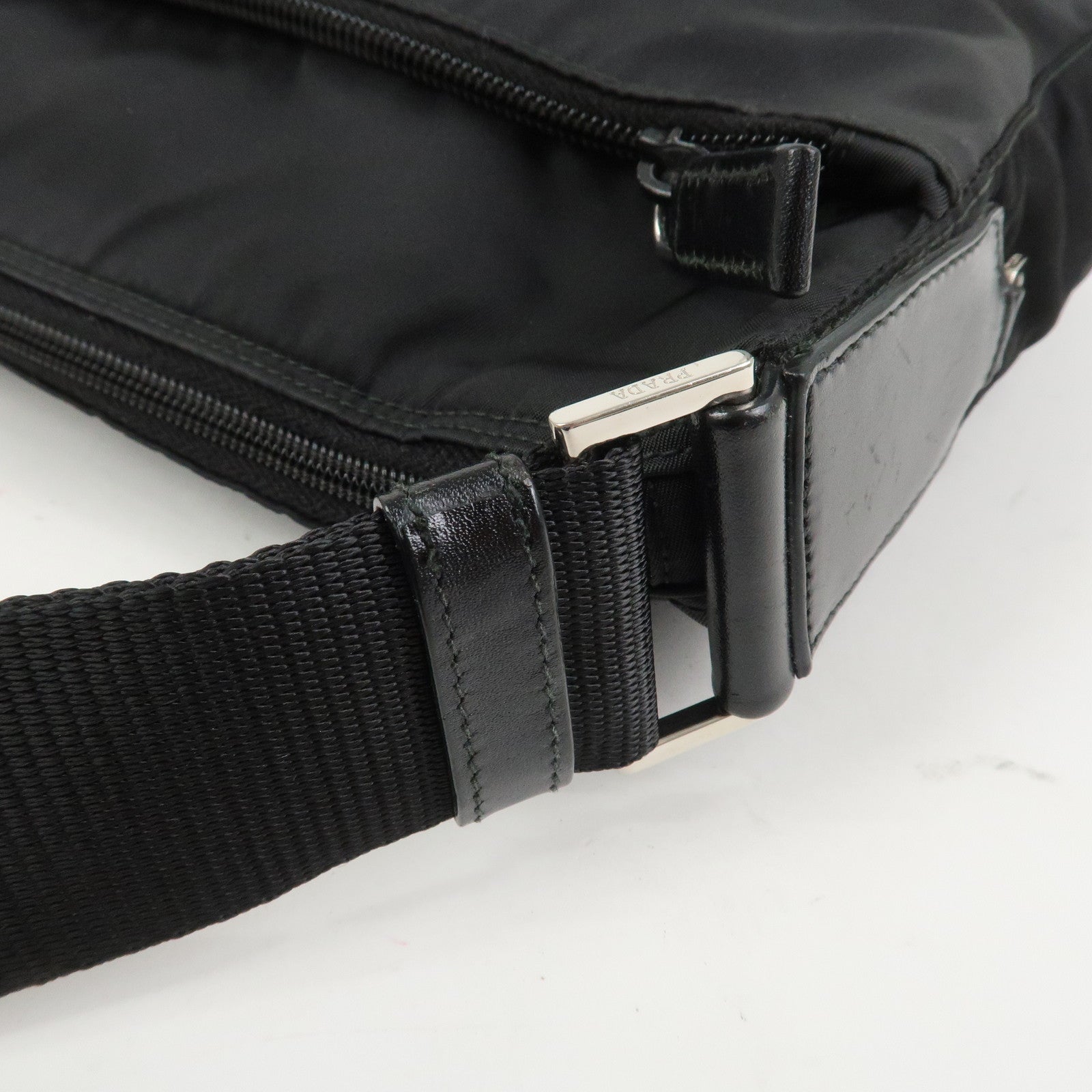 PRADA Triangle Logo Nylon Shoulder Bag Crossbody Bag Black 1BC421