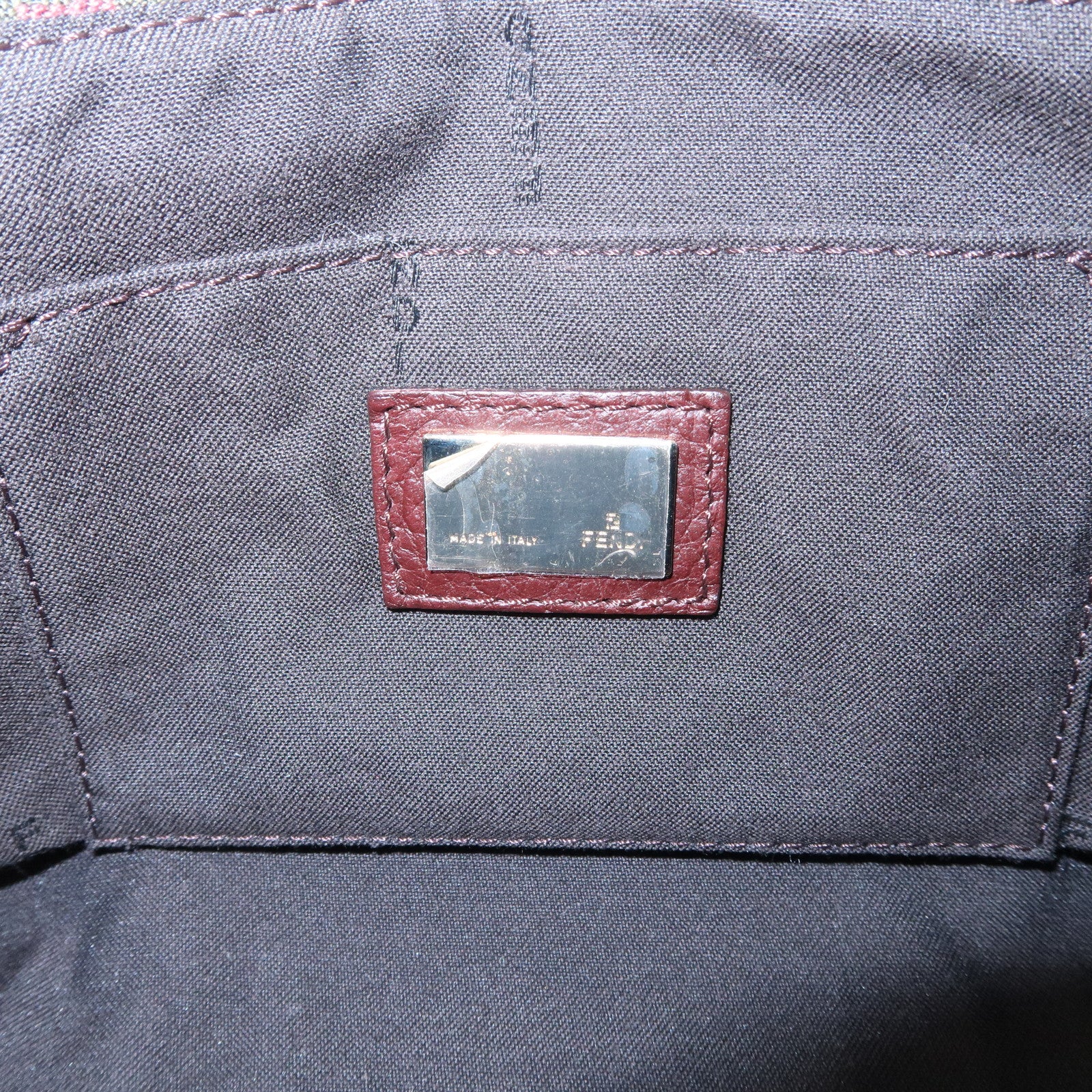 FENDI Zucchino Logo Canvas Leather Hand Bag Brown Pink 8BN147