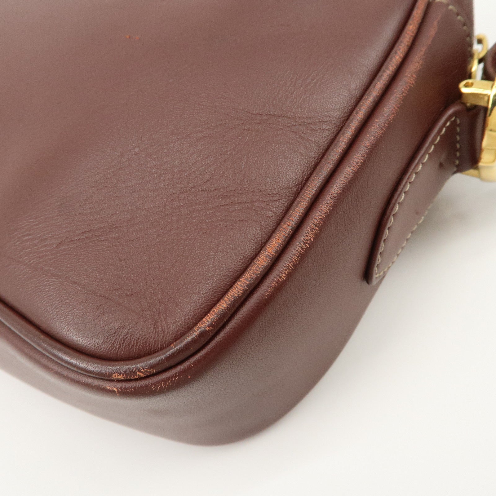 Cartier Must de Cartier Calf Leather Shoulder Bag Burgundy Gold HDW