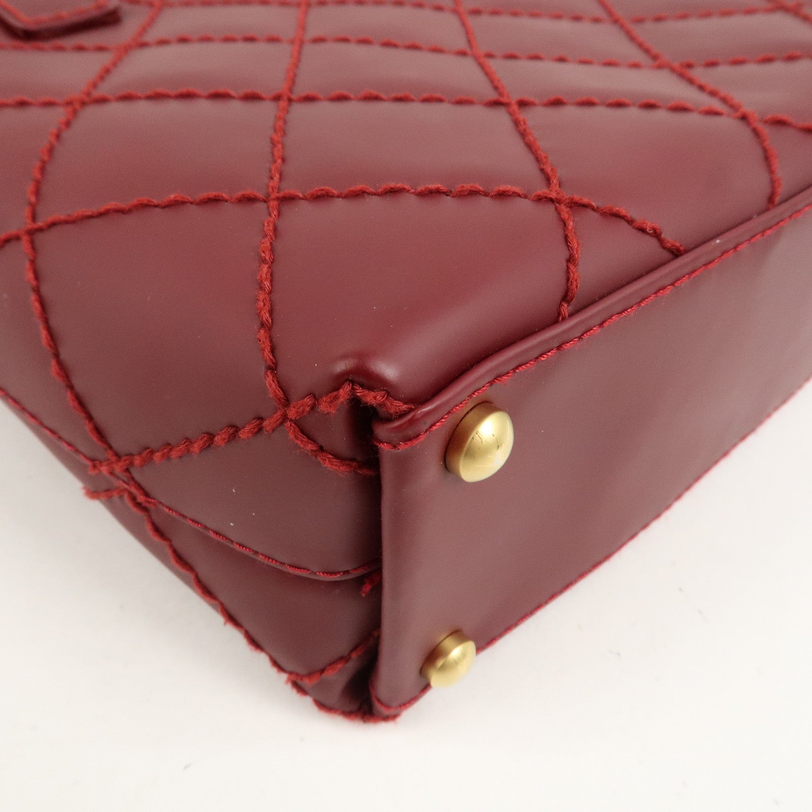 CHANEL Wild Stitch Leather Tote Bag Hand Bag Red A18126