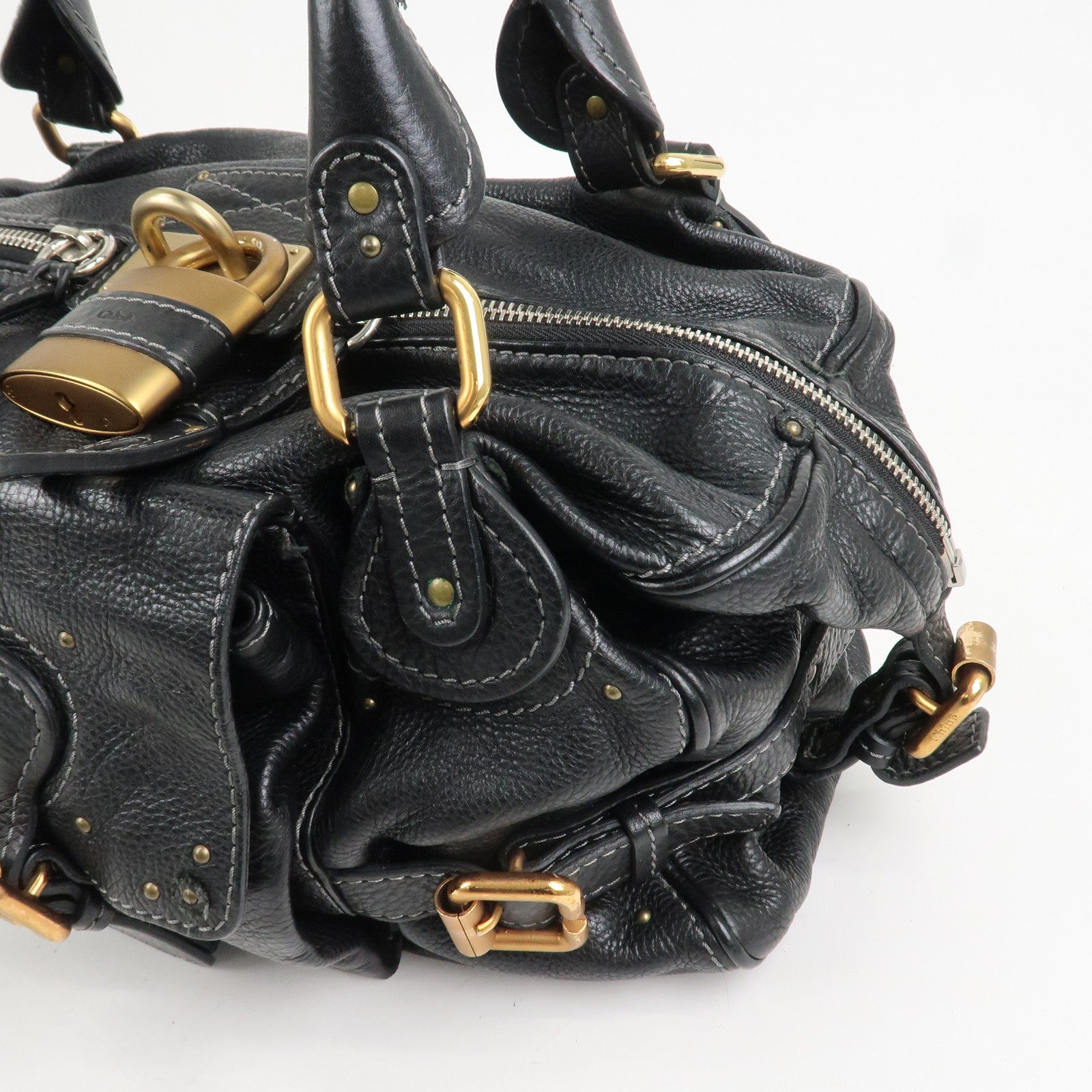 Chloe Paddington Leather Hand Bag Shoulder Bag Black