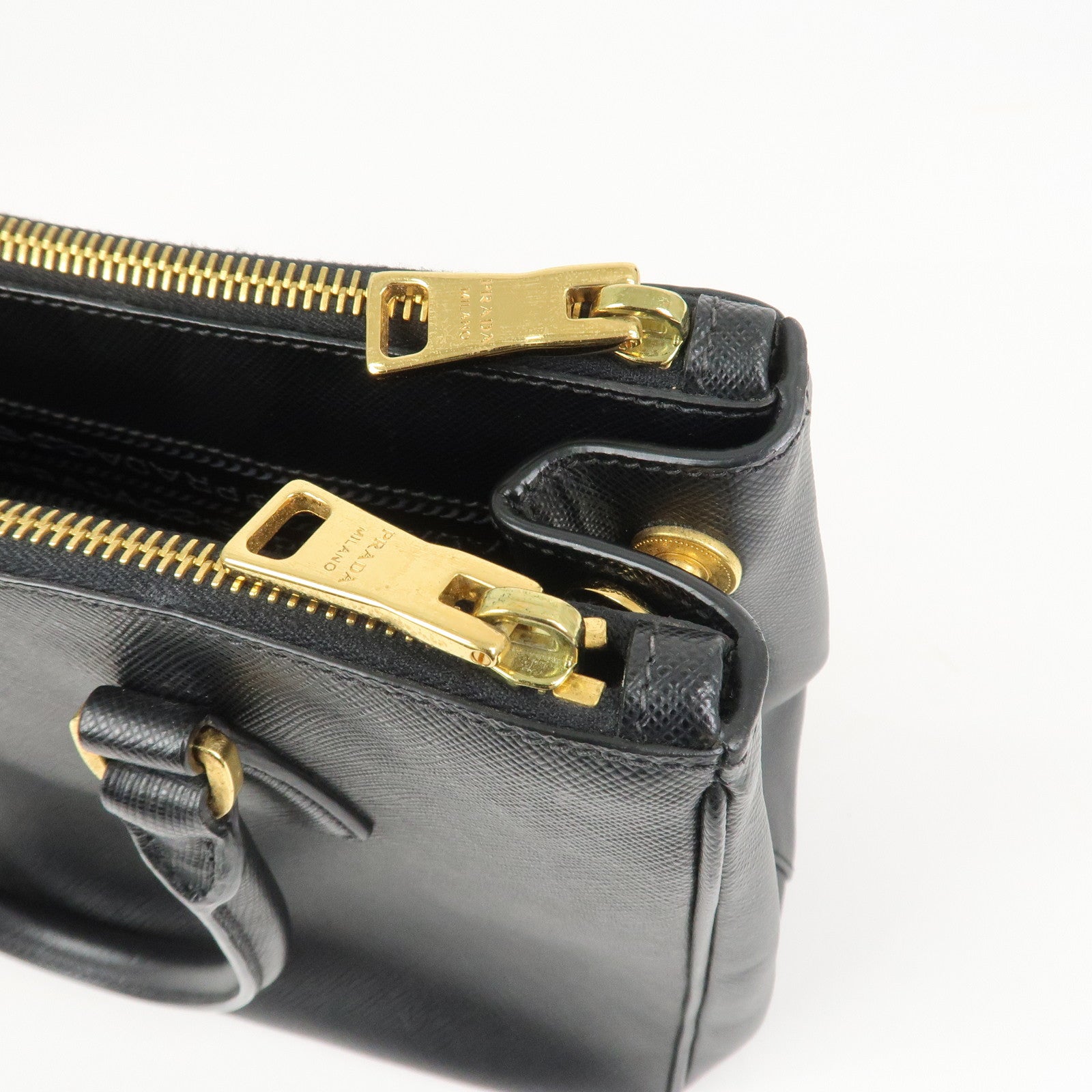 PRADA Triangle Logo Saffiano Leather 2Way Shoulder Bag Black BN2863