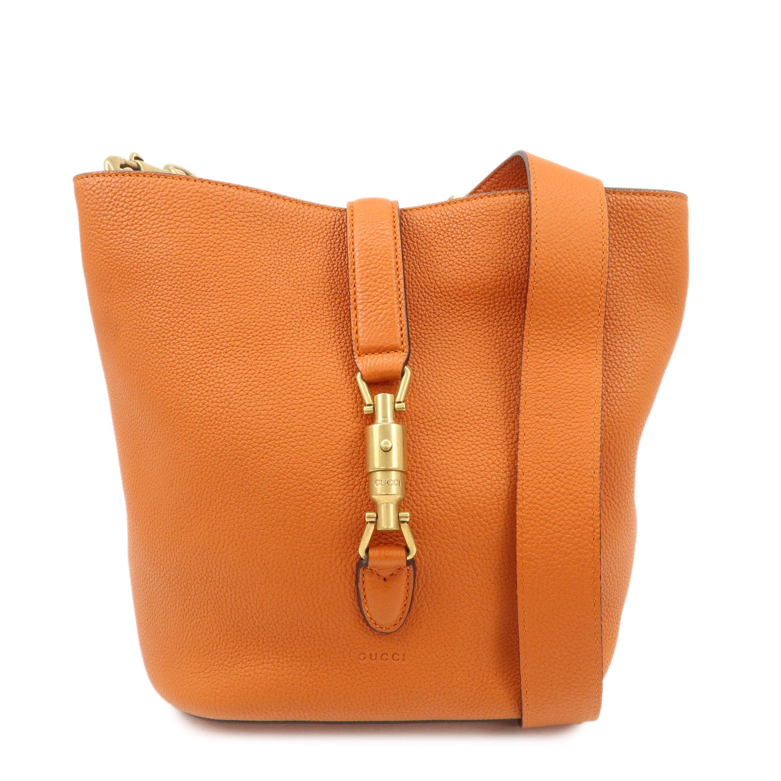 GUCCI New Jackie Leather Shoulder Bag Crossbody Bag Orange 380579 Used