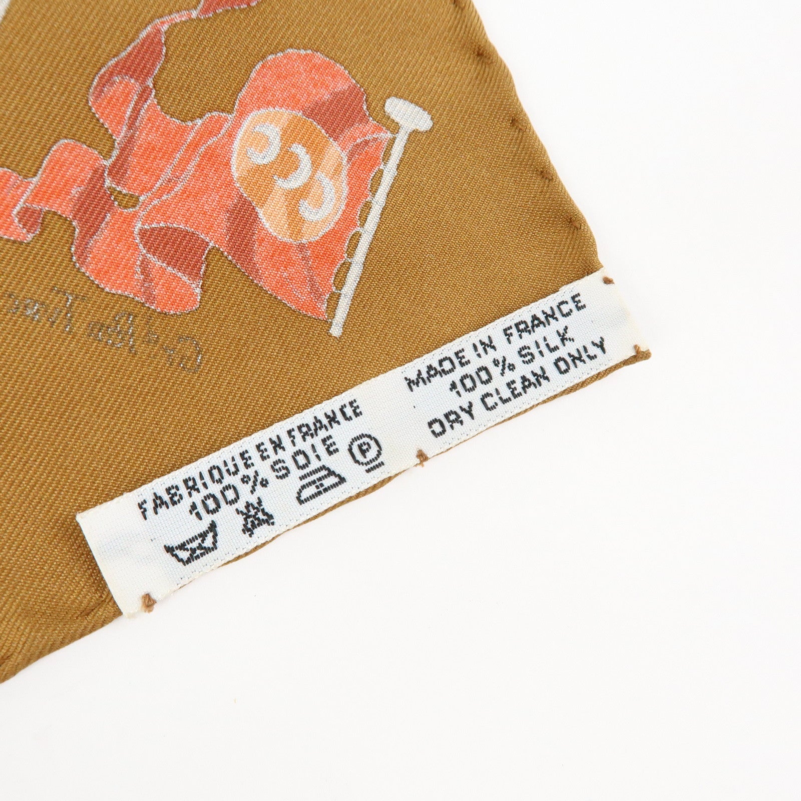 HERMES Carre 45 Silk 100% Scarf PAVOIS Brown Multicolor