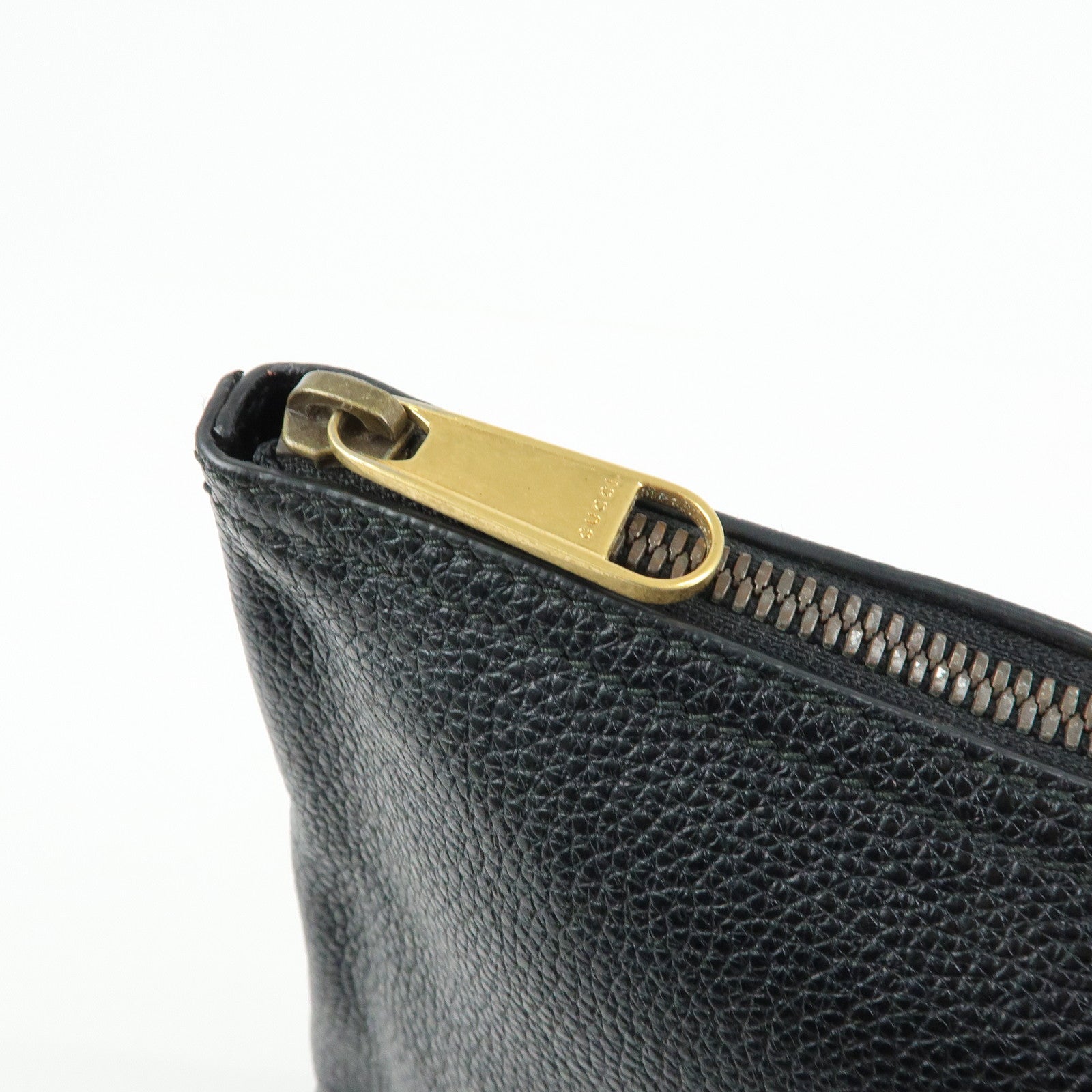 GUCCI Sherry Vintage Logo Leather Clutch Bag Black 500981