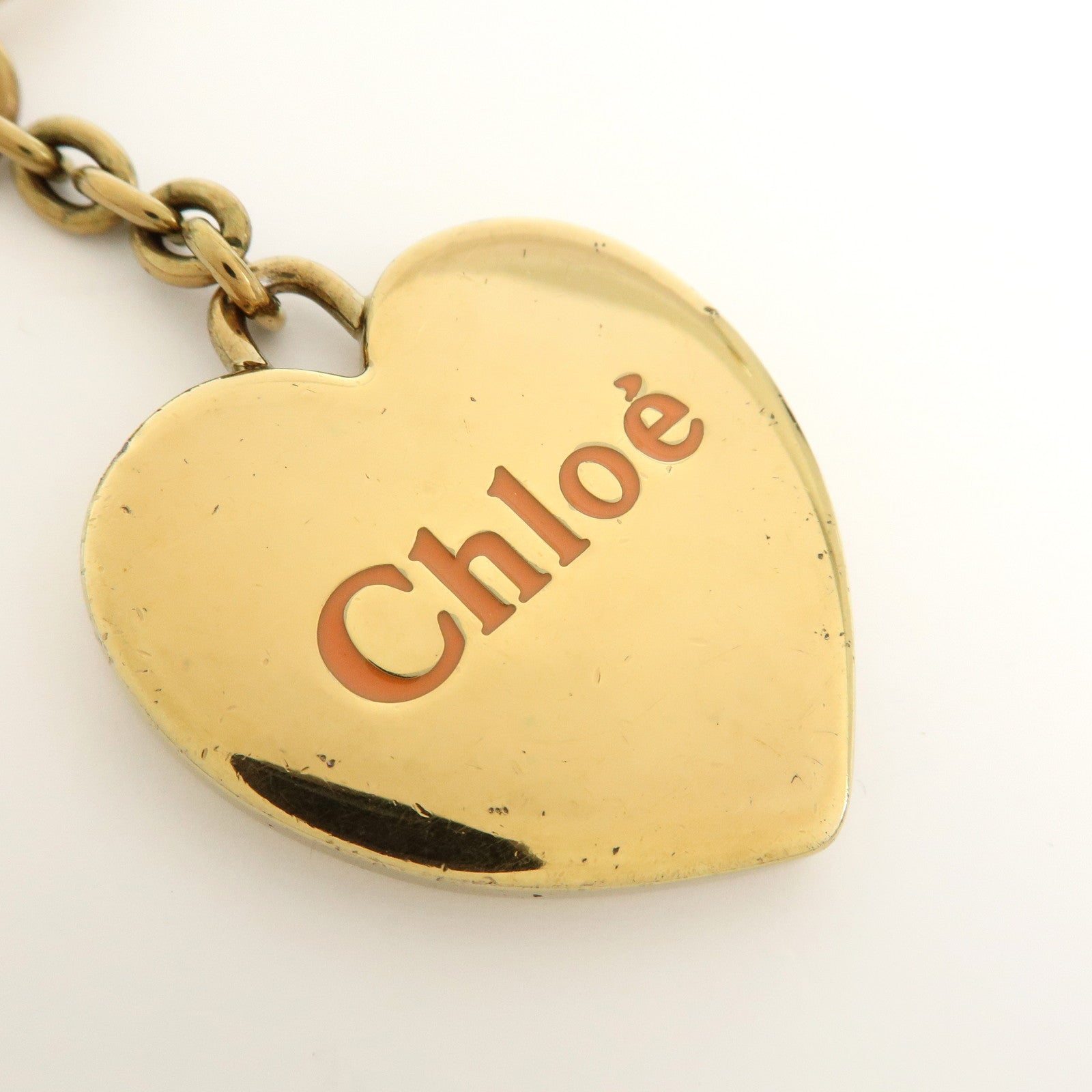 Chloe Heart Motif Metal Bag Charm Key Charm Key Chain Gold