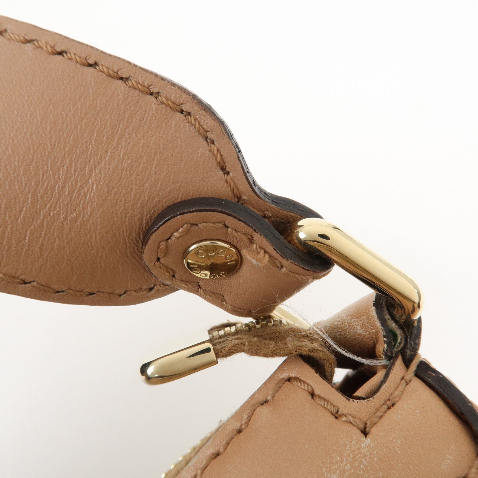 GUCCI Sukey Canvas Leather Shoulder Bag Beige Pink Gold HDW 232955 Used