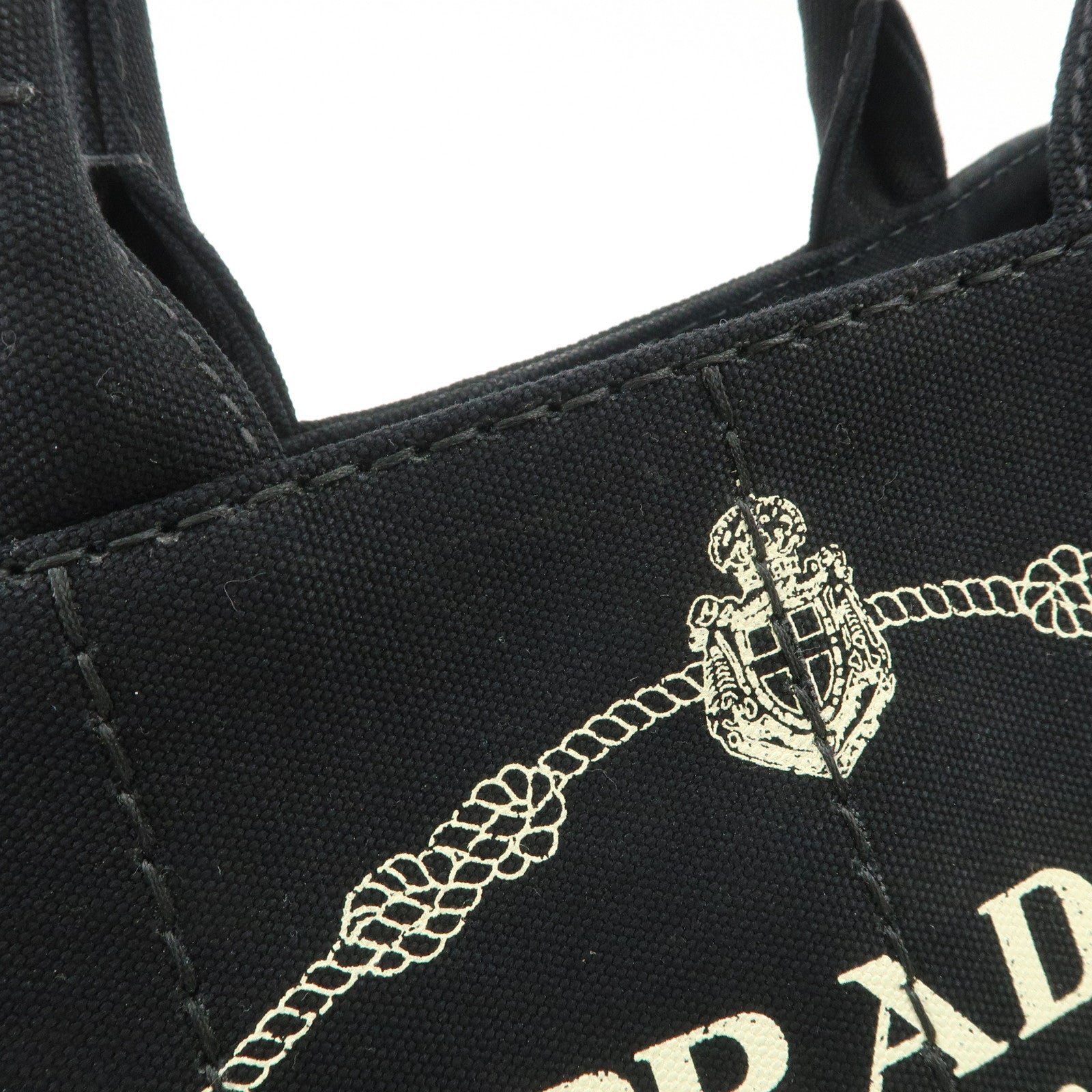 PRADA Canapa Mini Canvas 2Way Hand Bag Tote Bag Black 1BG439 Used