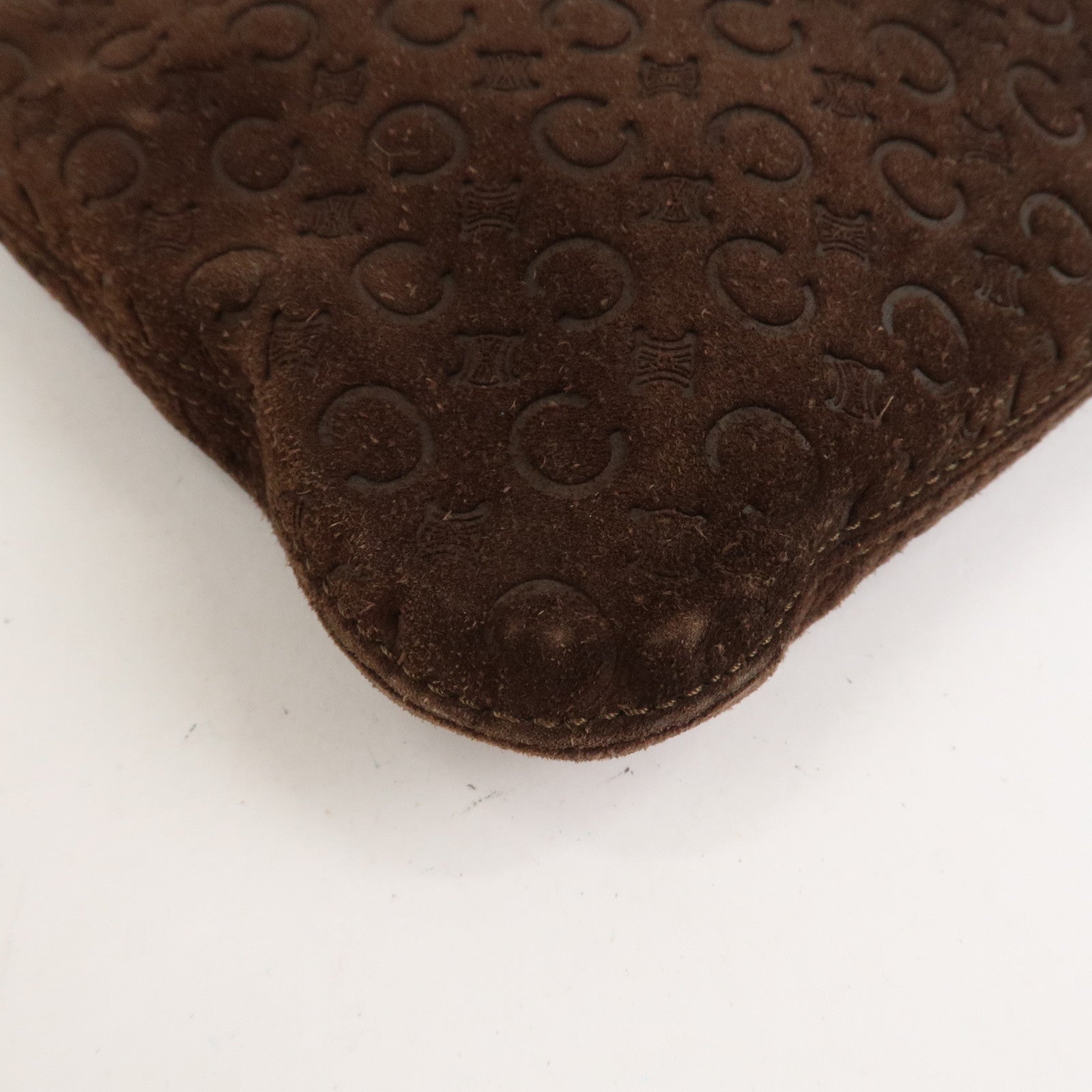 CELINE C Macadam Suede Leather Shoulder Bag Brown